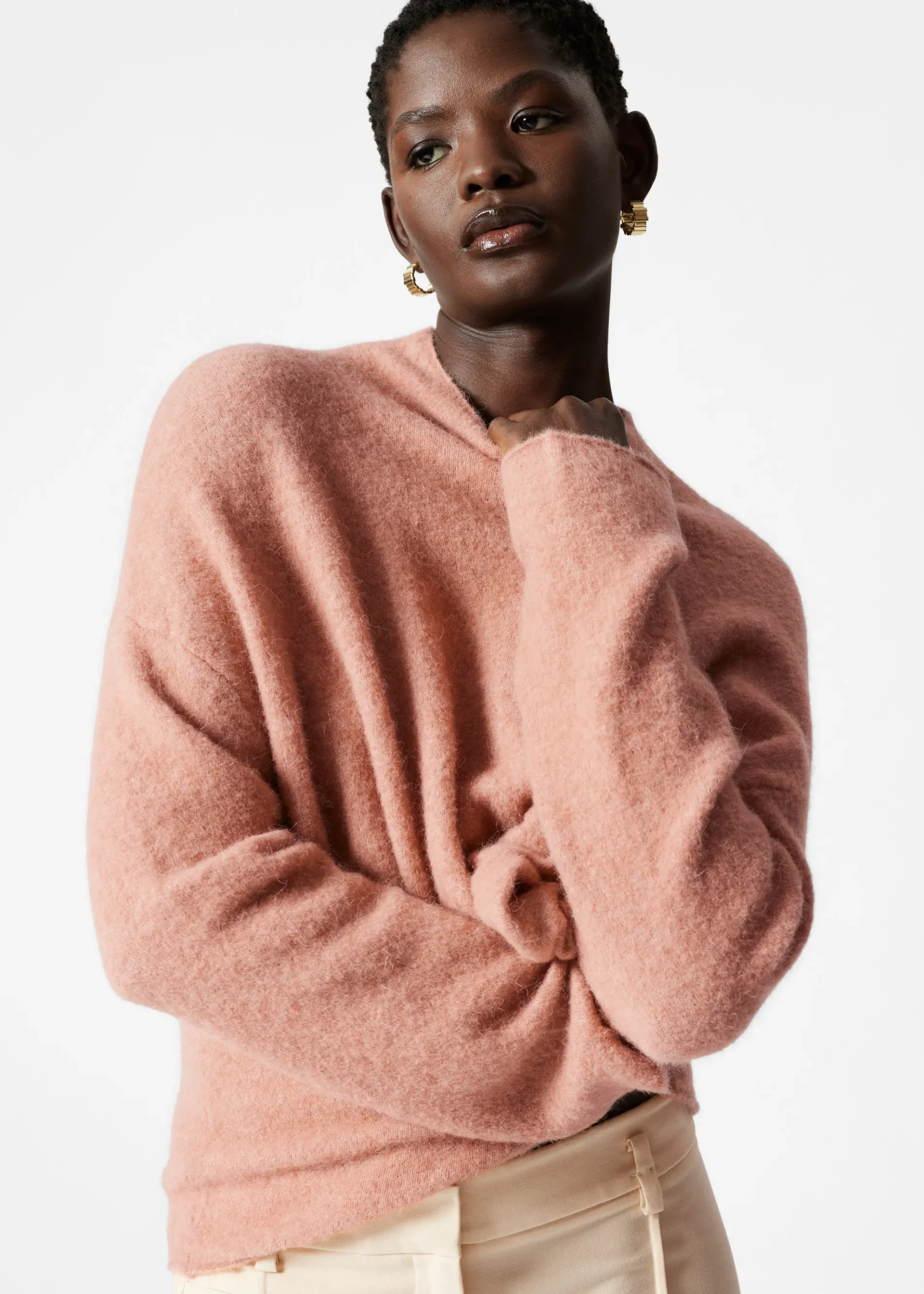 & Other Stories Alpaka-Strickpullover mit hohem Kragen