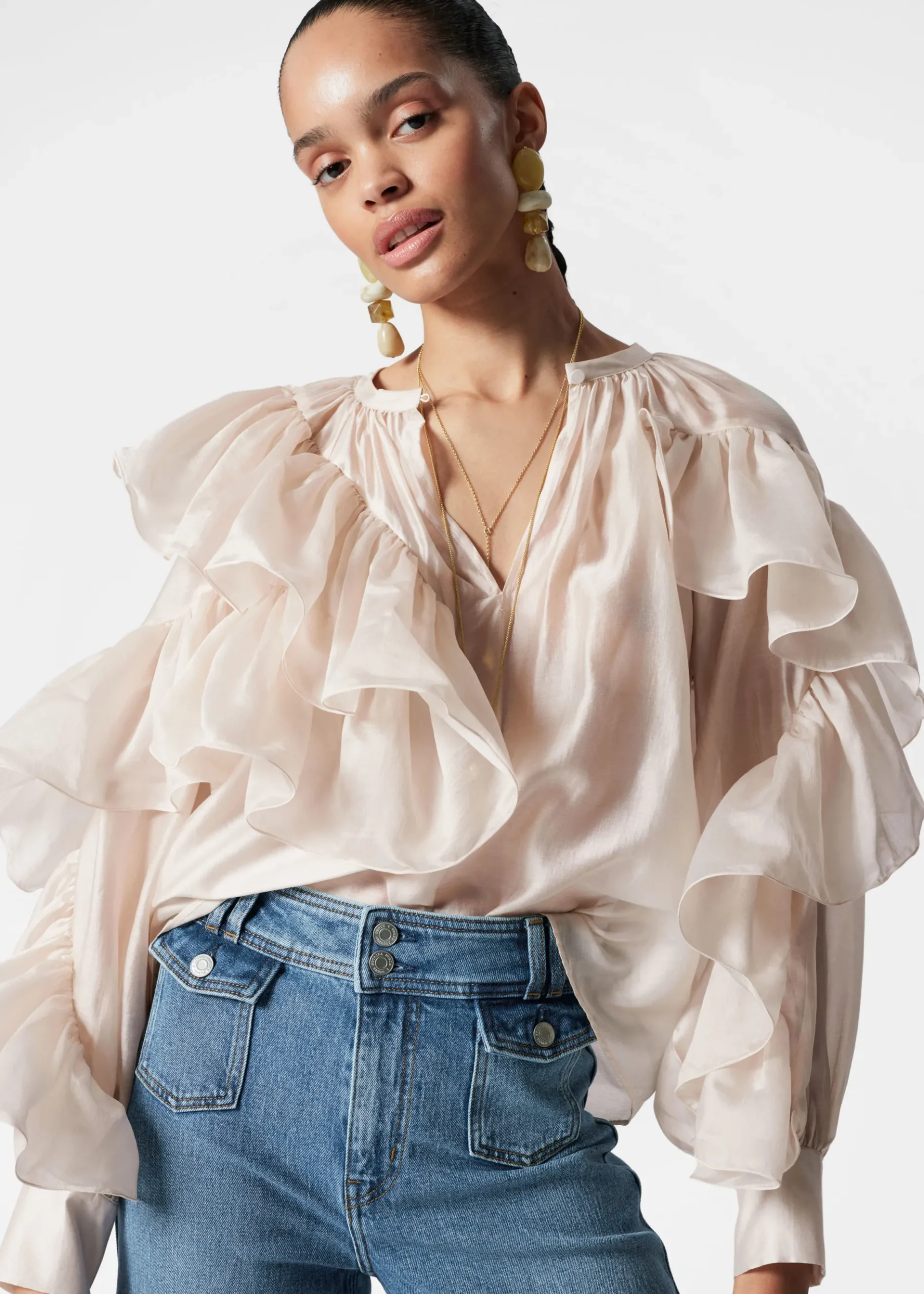 & Other Stories Asymmetrische Bluse mit Rüschen