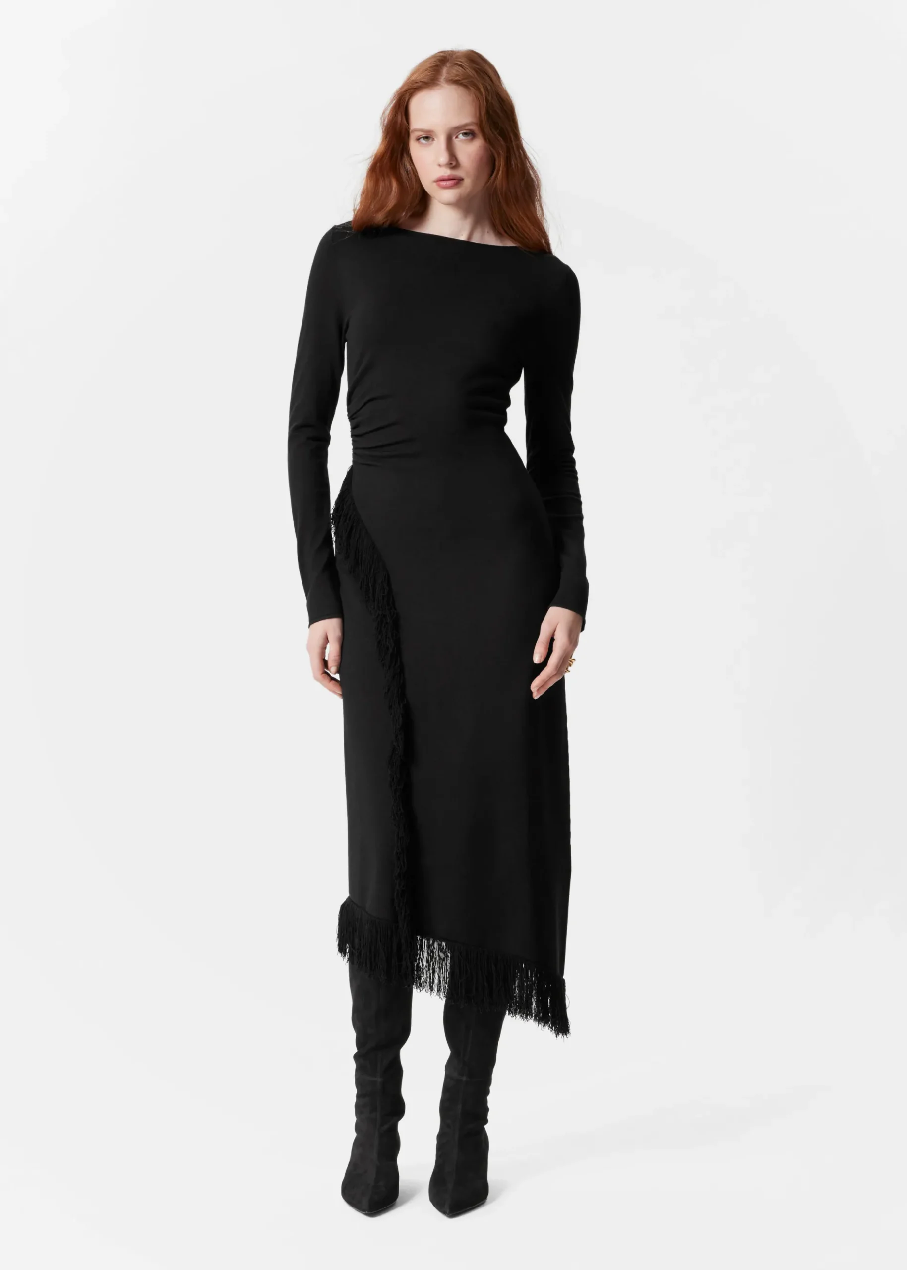& Other Stories Asymmetrisches Midikleid mit Fransen
