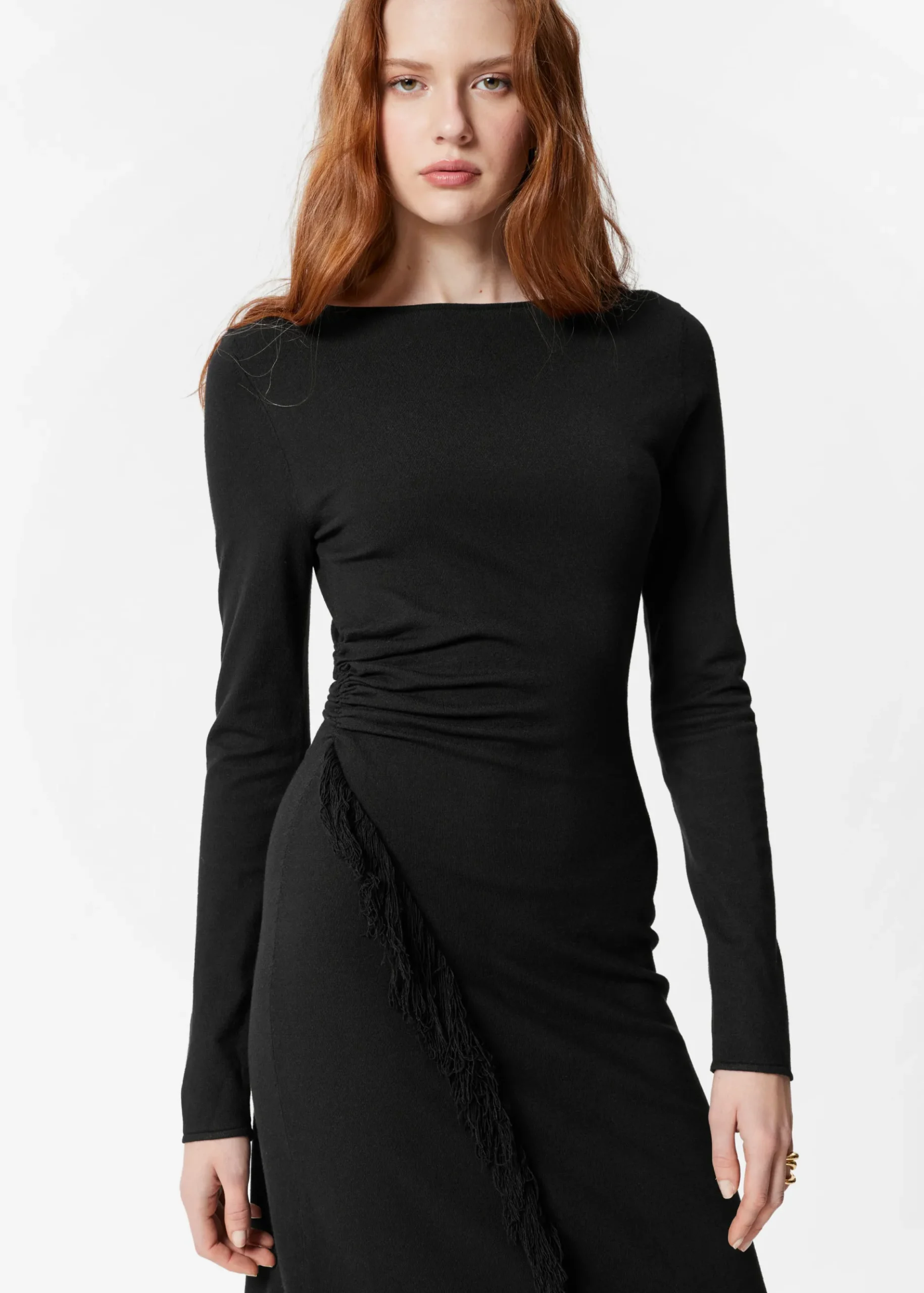 & Other Stories Asymmetrisches Midikleid mit Fransen