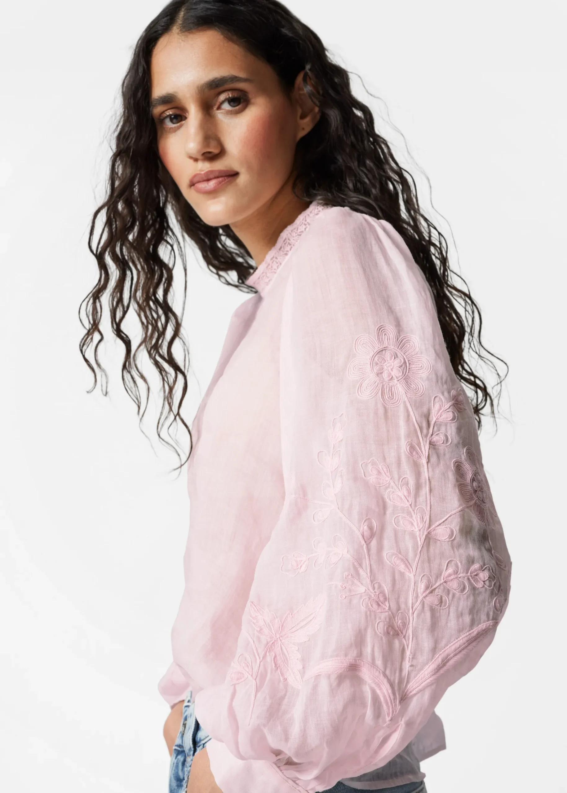 & Other Stories Bestickte Bluse aus Ramie