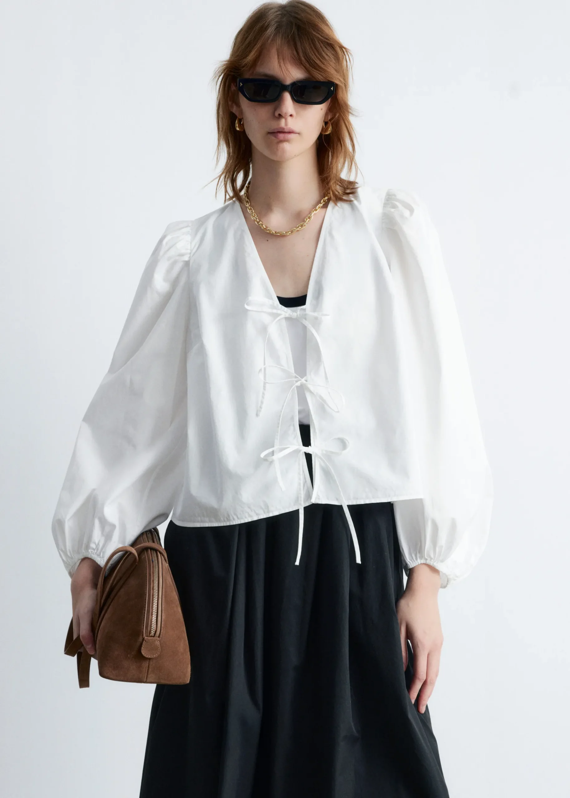 & Other Stories Bluse mit Bindedetail vorne
