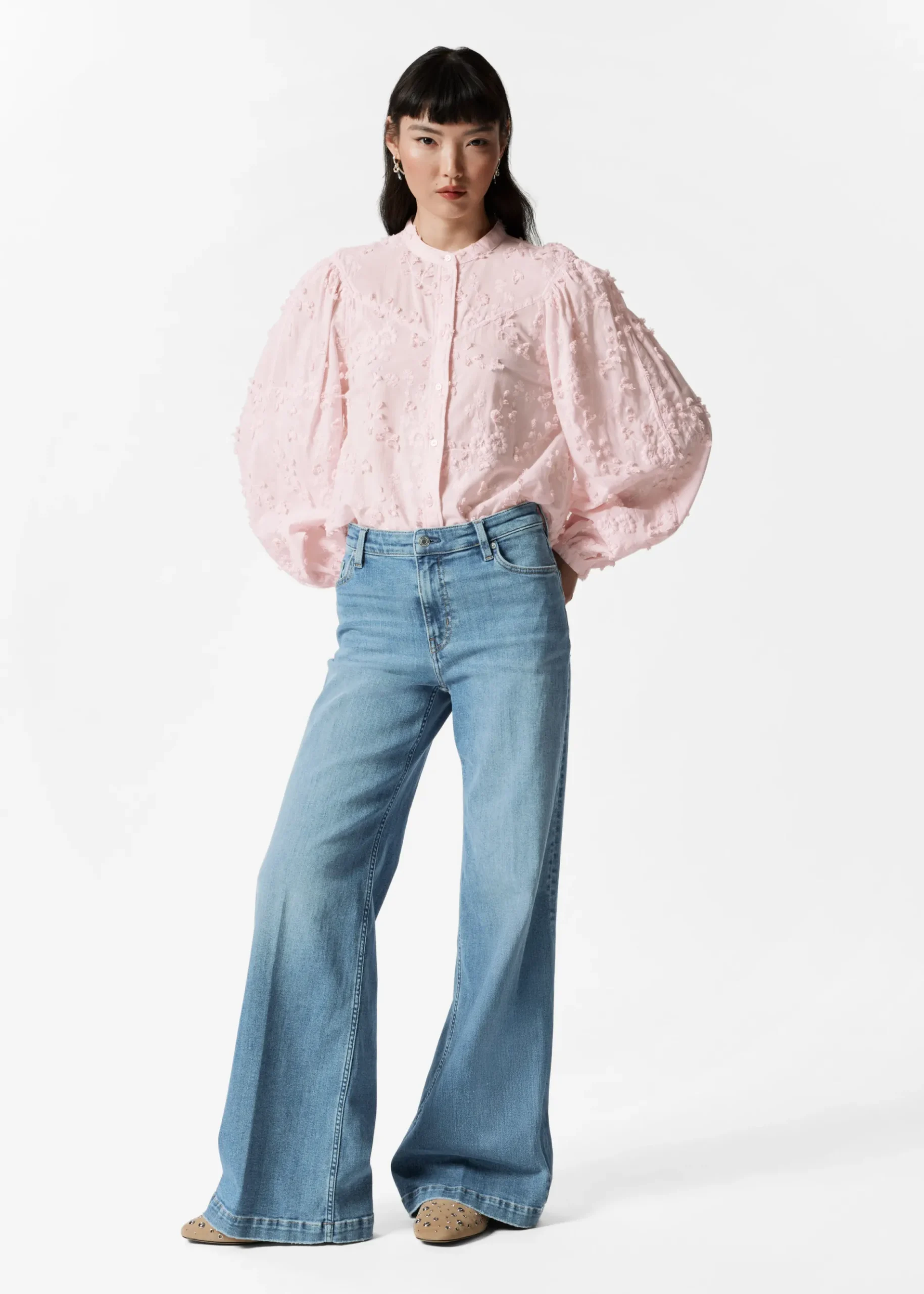 & Other Stories Bluse mit Puffärmeln