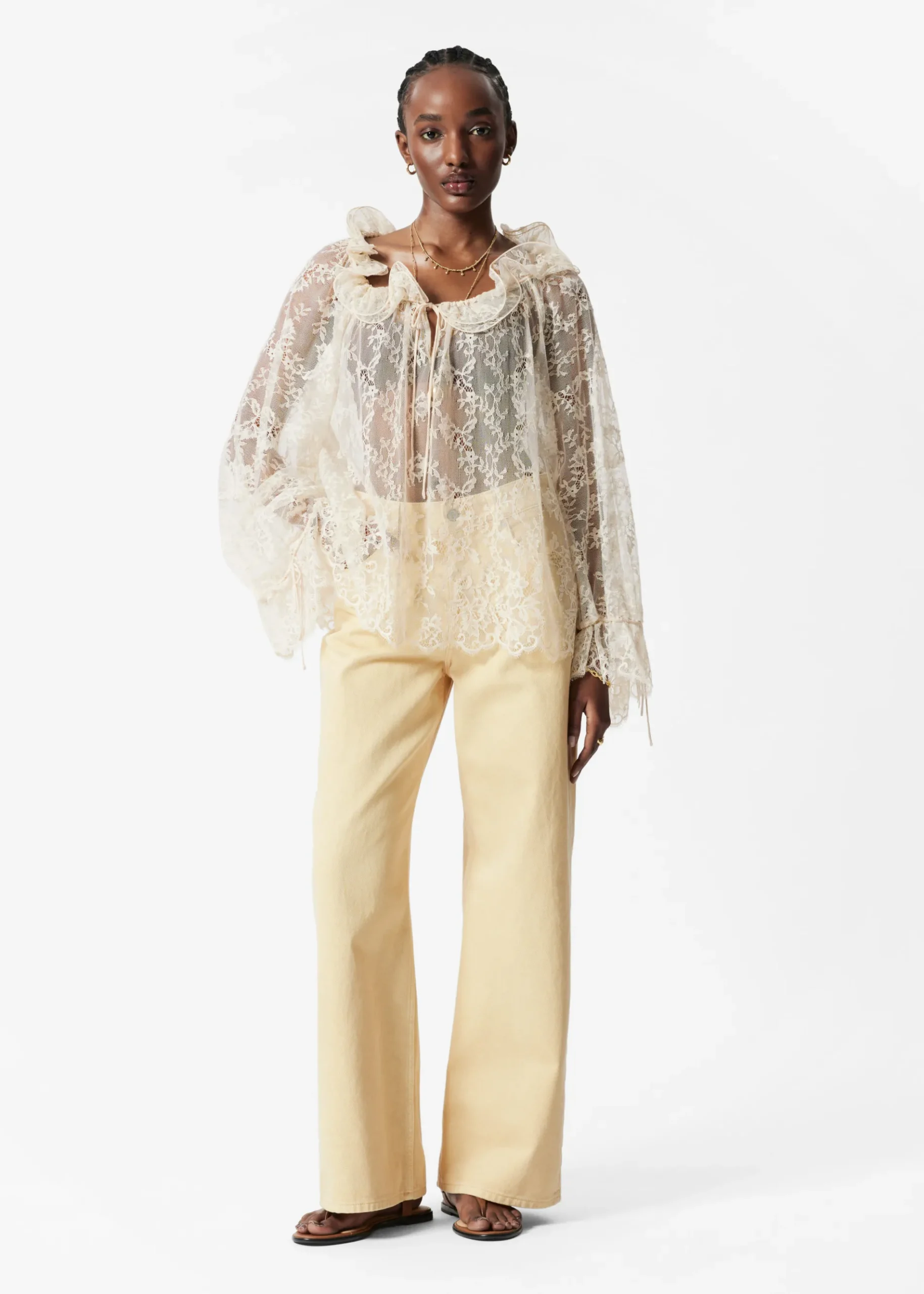 & Other Stories Bluse mit Spitze und Volants