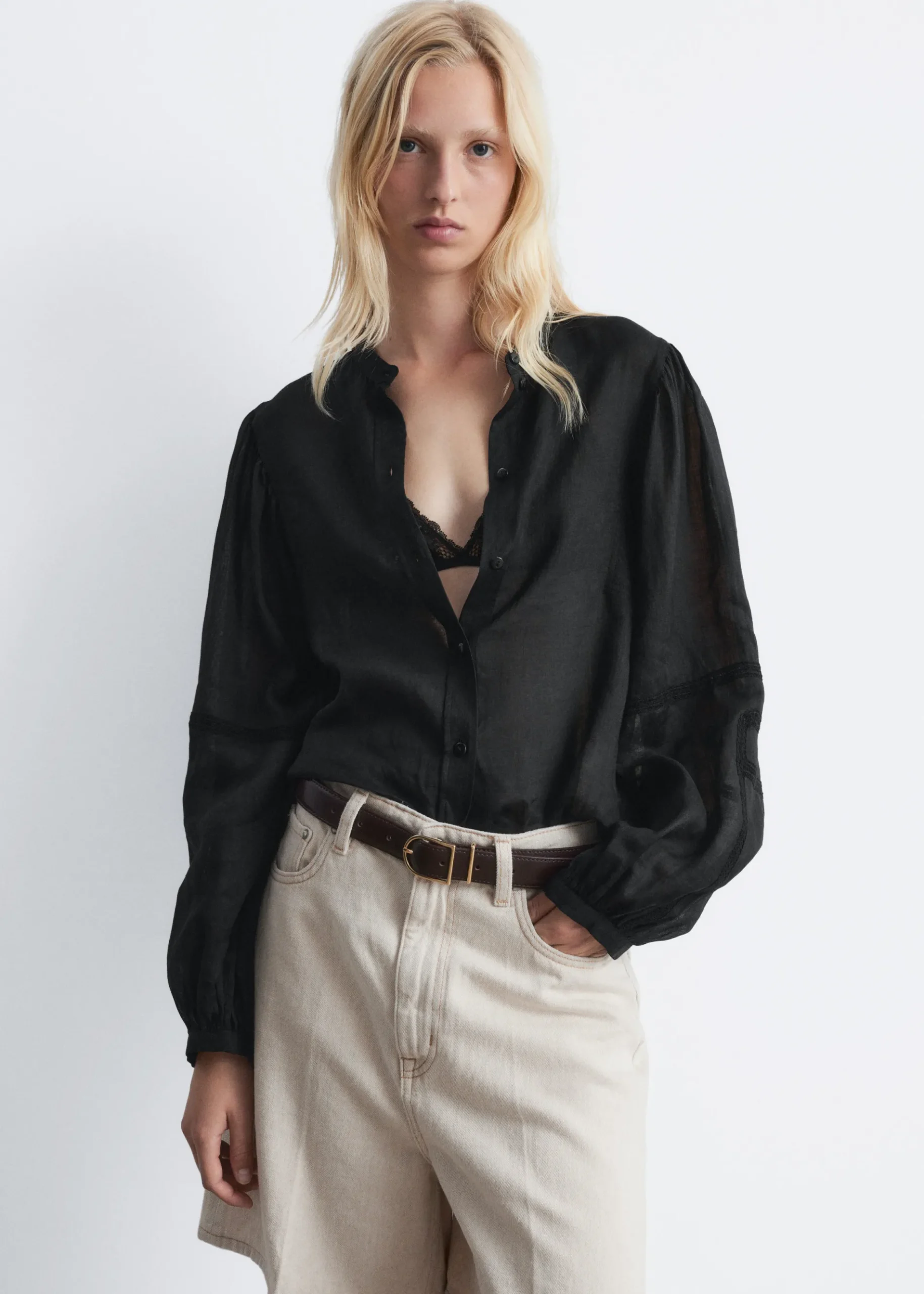 & Other Stories Bluse mit voluminösen Ärmeln