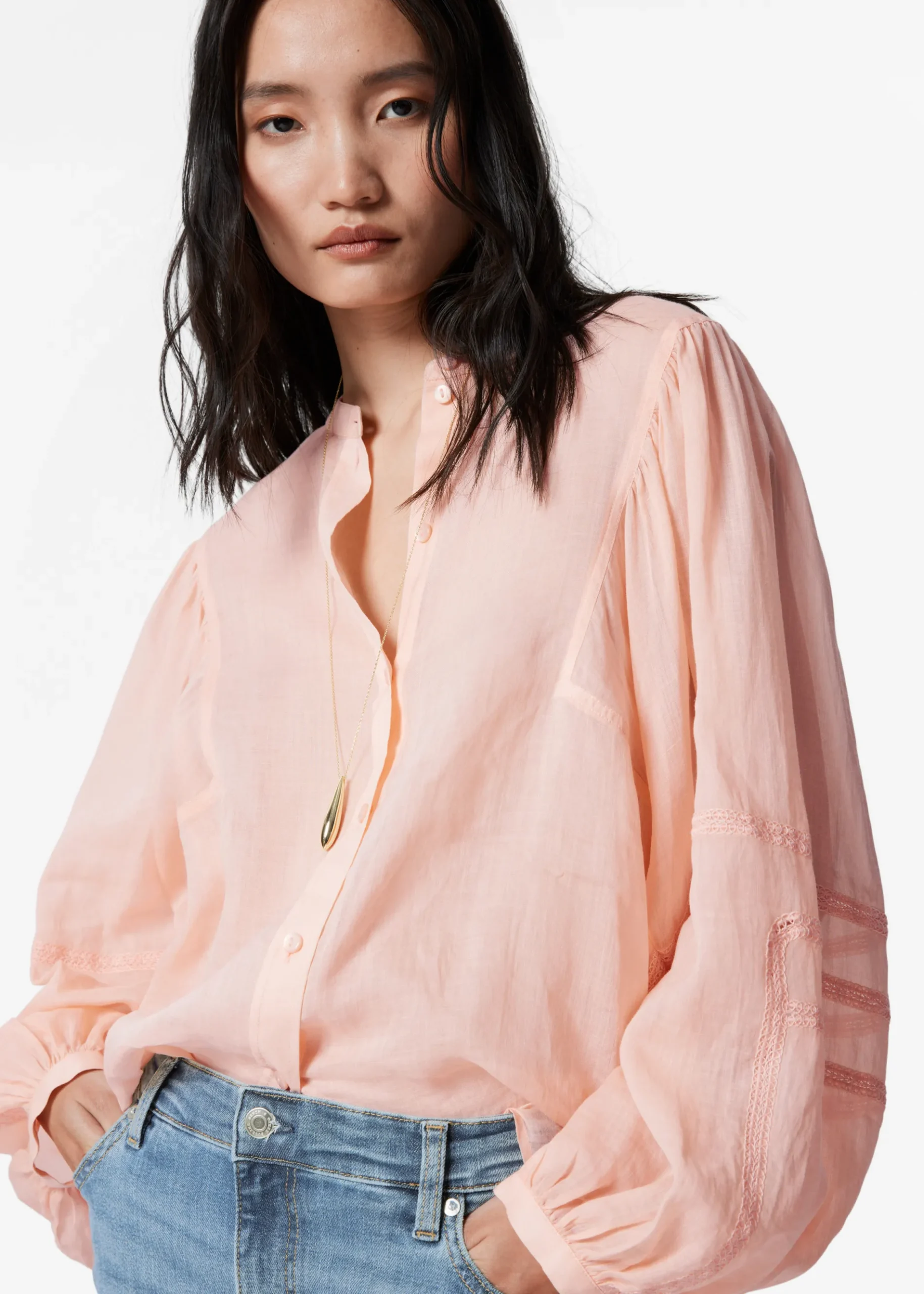& Other Stories Bluse mit voluminösen Ärmeln