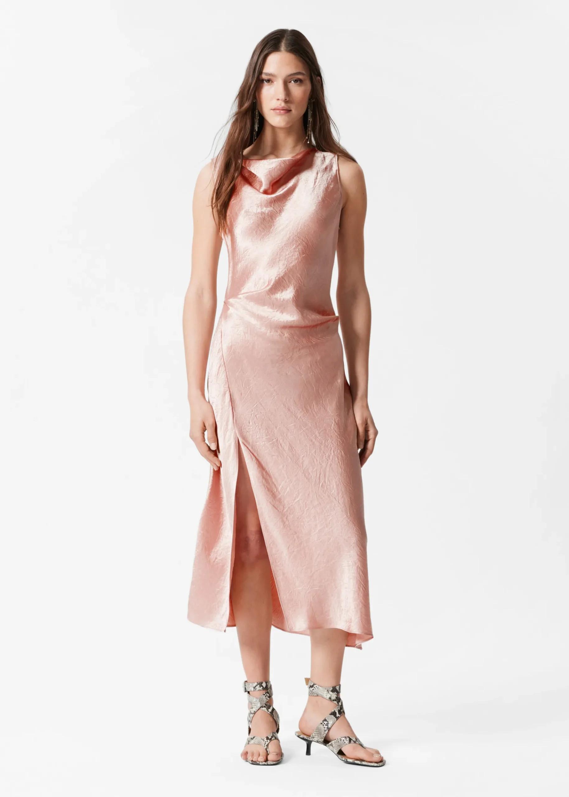 & Other Stories Drapiertes Midikleid aus Satin