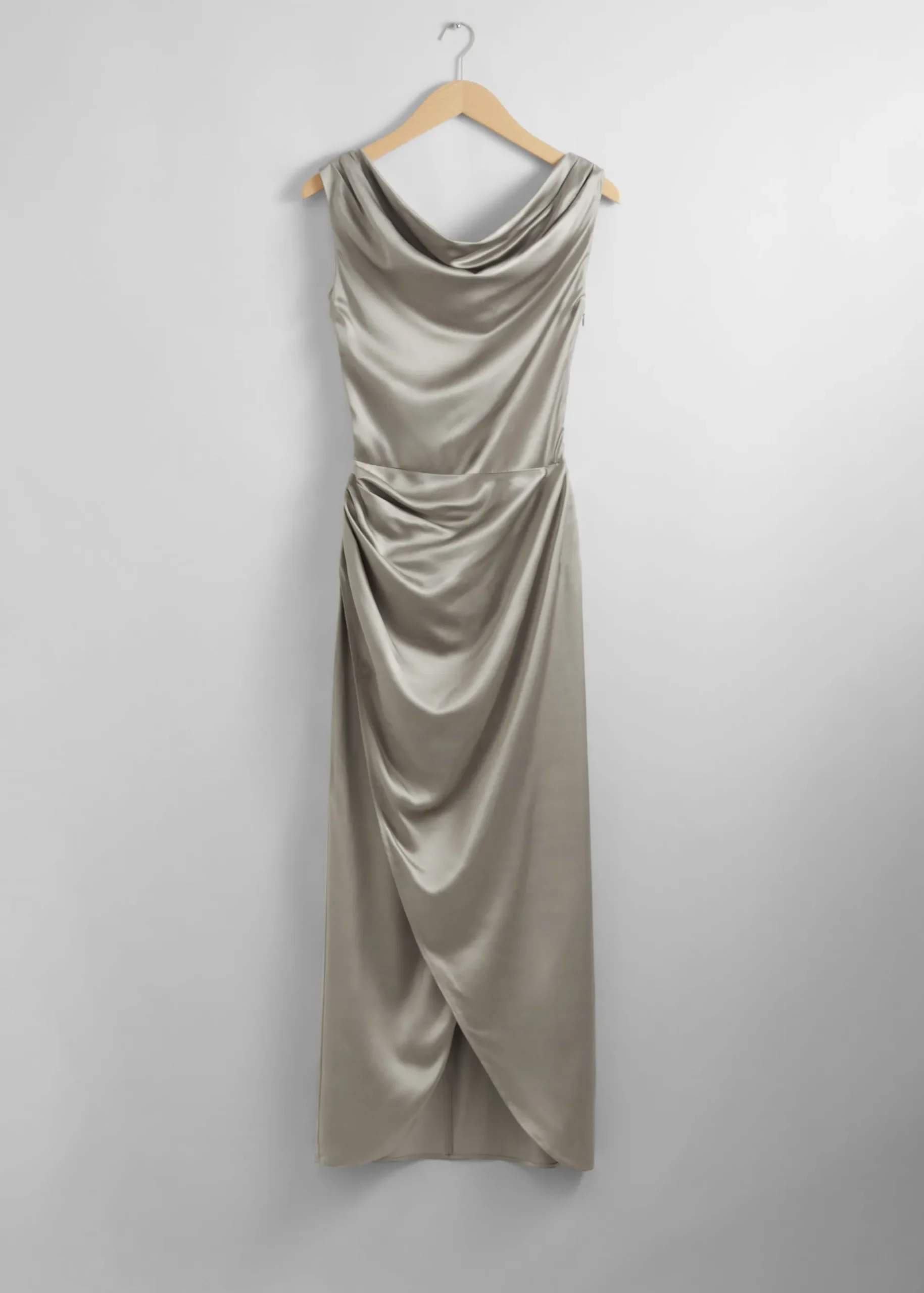 & Other Stories Drapiertes Midikleid aus Satin