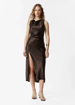 & Other Stories Drapiertes Midikleid aus Satin