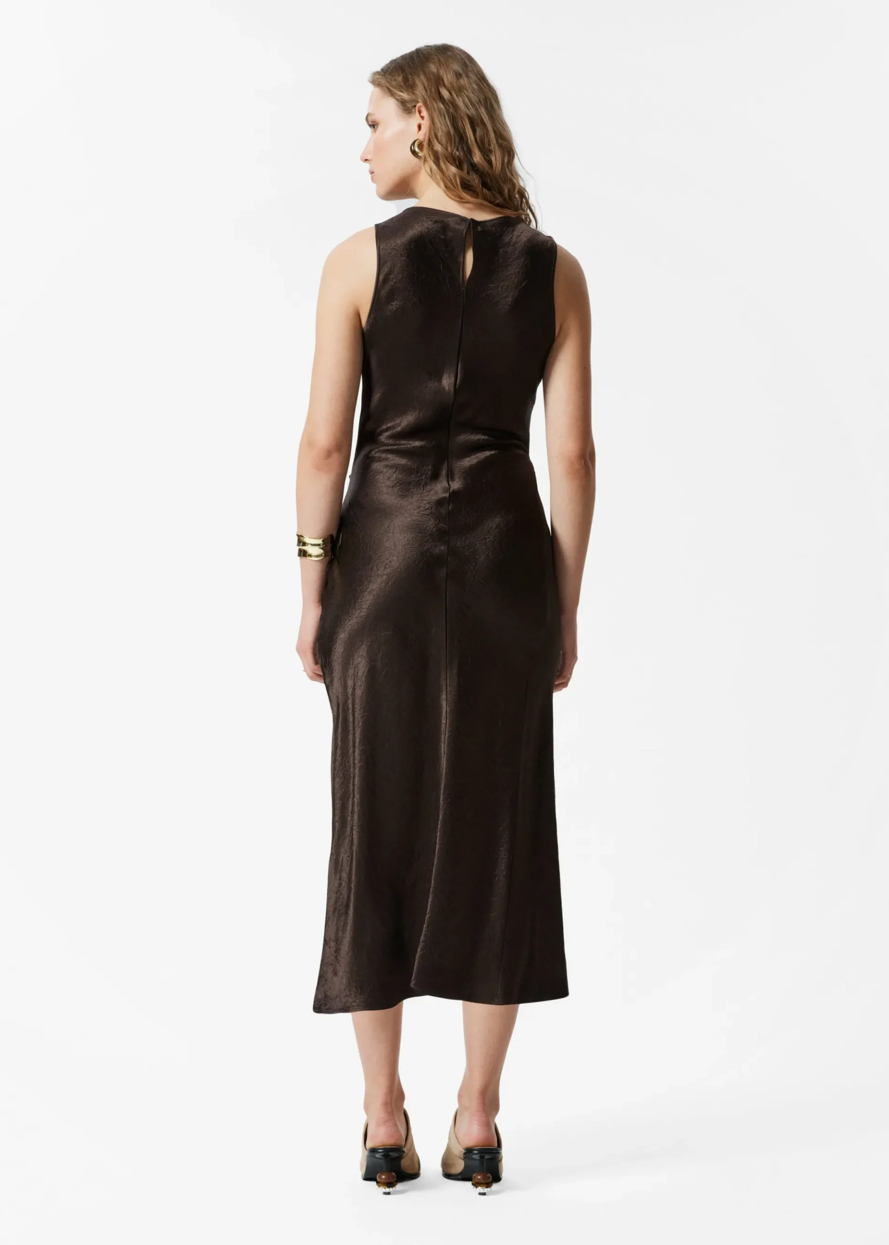 & Other Stories Drapiertes Midikleid aus Satin