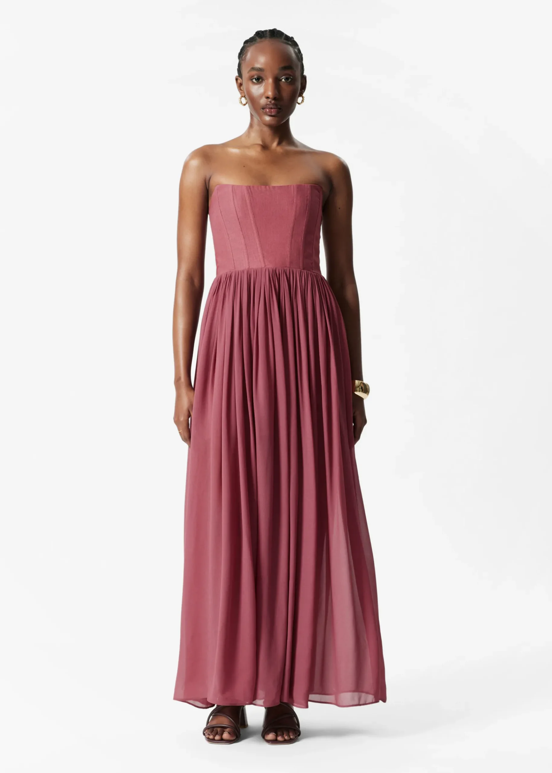 & Other Stories Durchscheinendes Maxikleid mit Korsage
