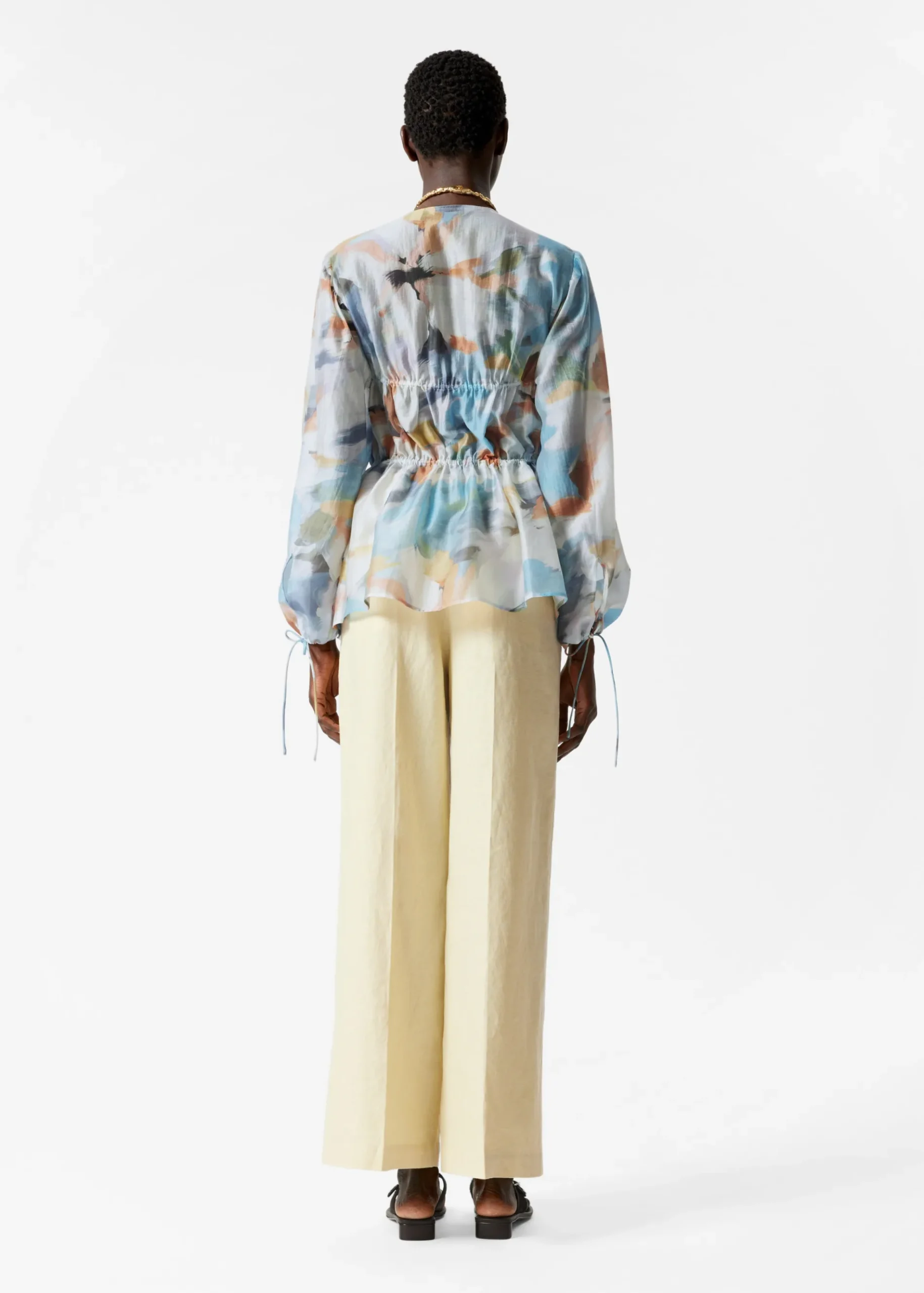 & Other Stories Geraffte Bluse mit Kordelzug