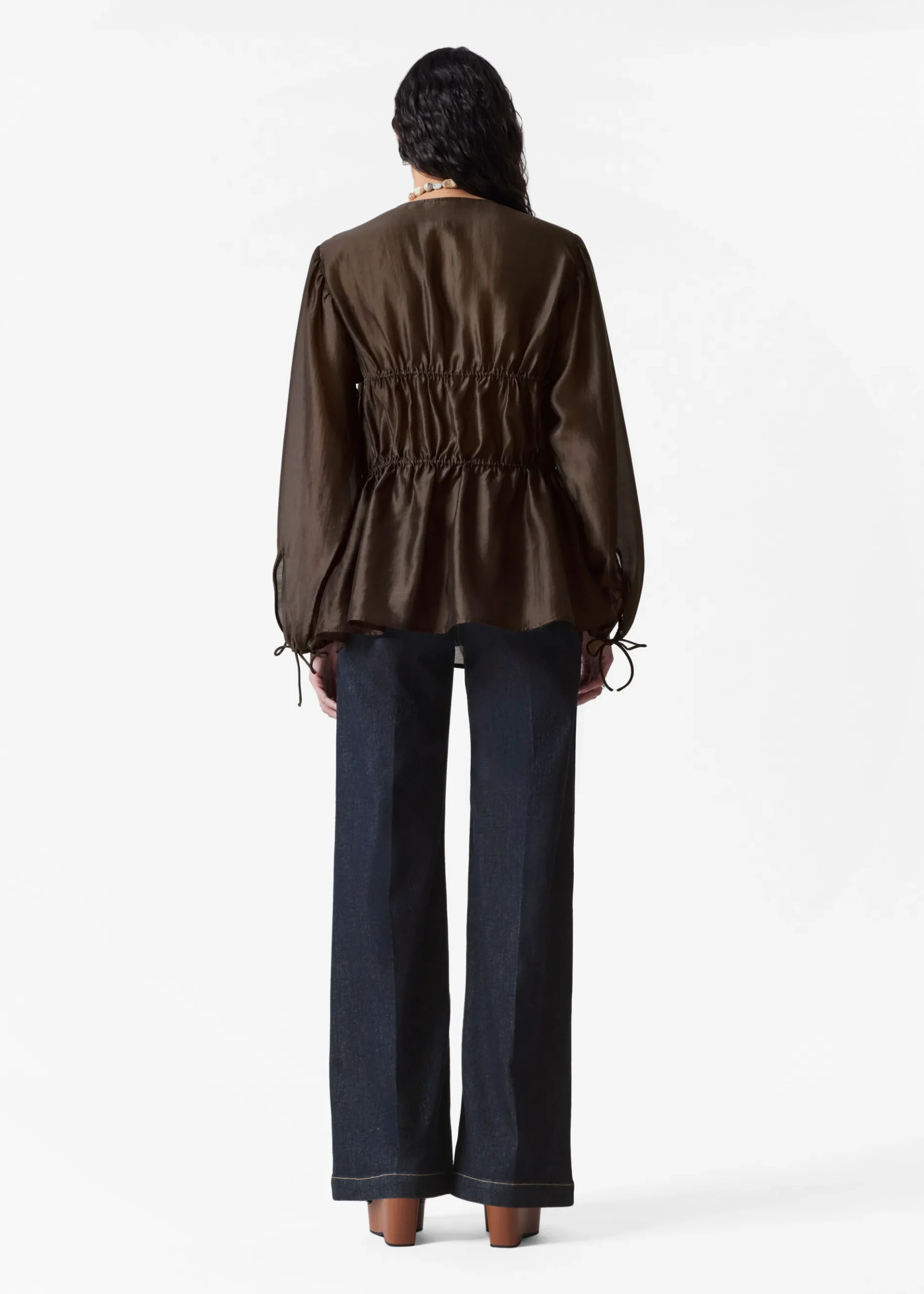 & Other Stories Geraffte Bluse mit Kordelzug