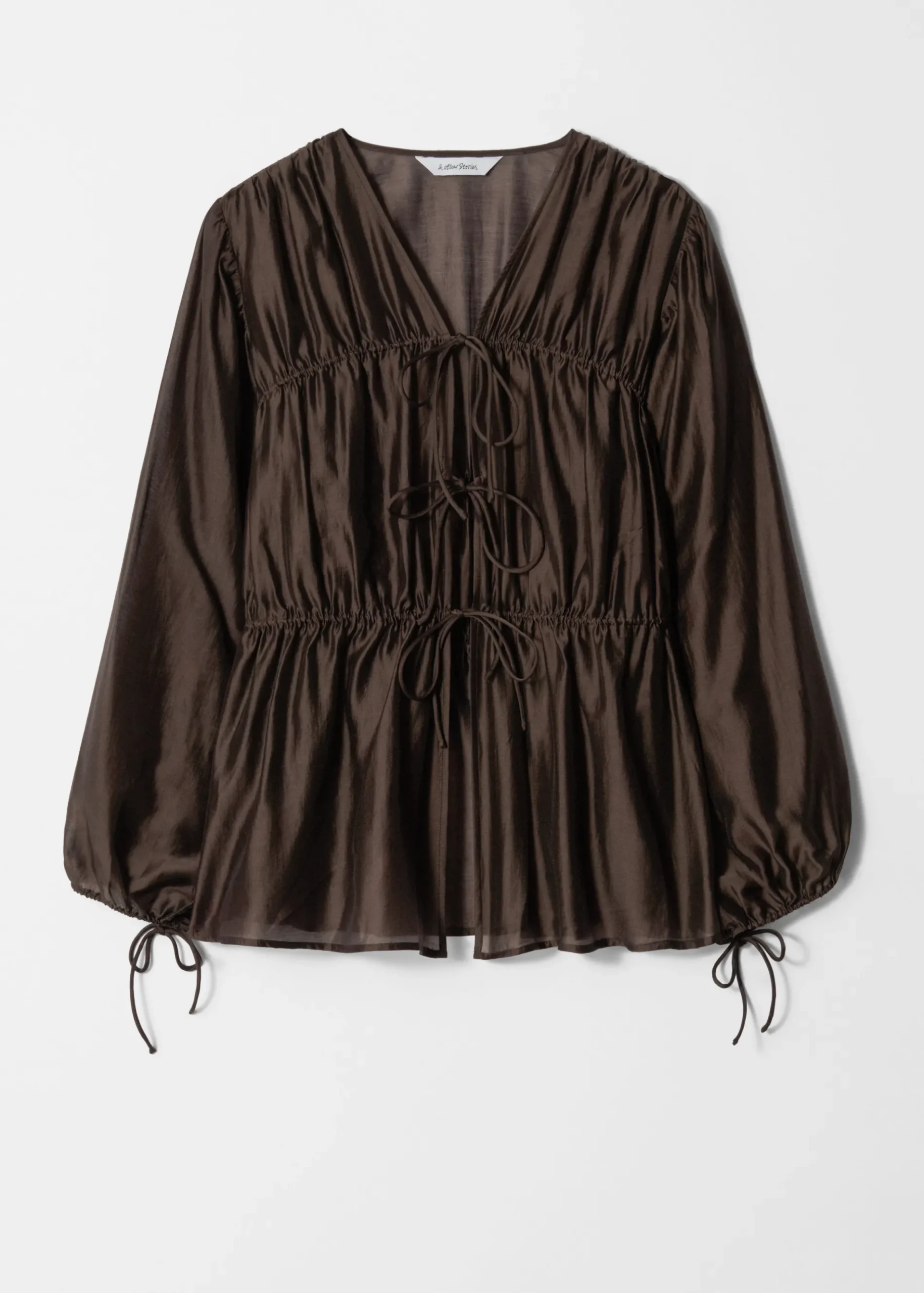 & Other Stories Geraffte Bluse mit Kordelzug