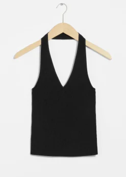 & Other Stories Geripptes Neckholder-Oberteil
