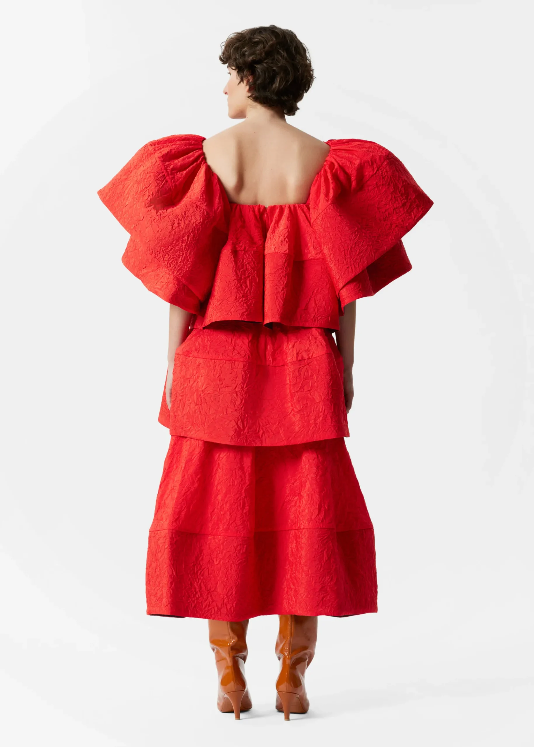 & Other Stories Gerüschtes Jacquard-Midikleid