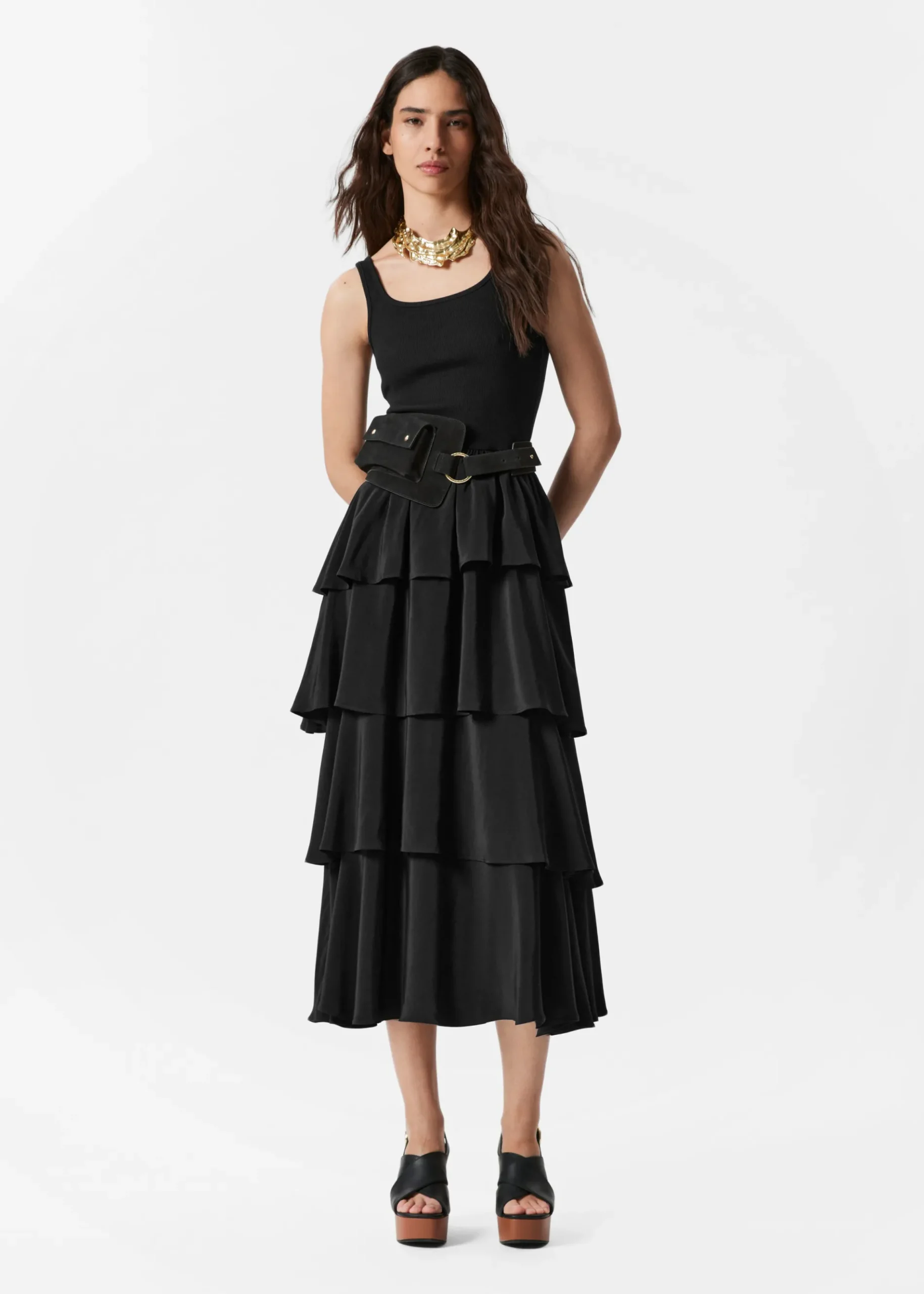 & Other Stories Gerüschtes Midikleid