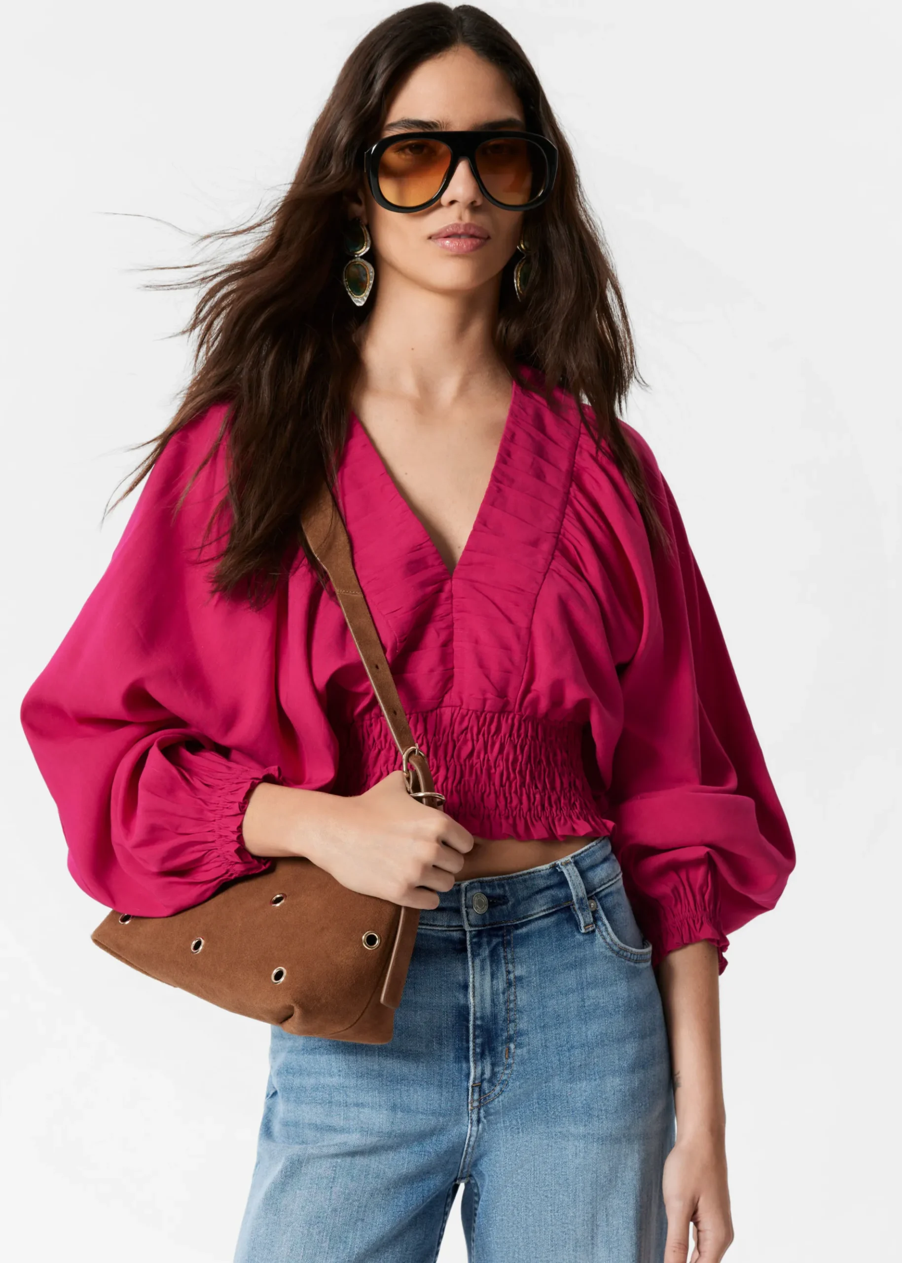 & Other Stories Gesmokte Bluse mit Puffärmeln