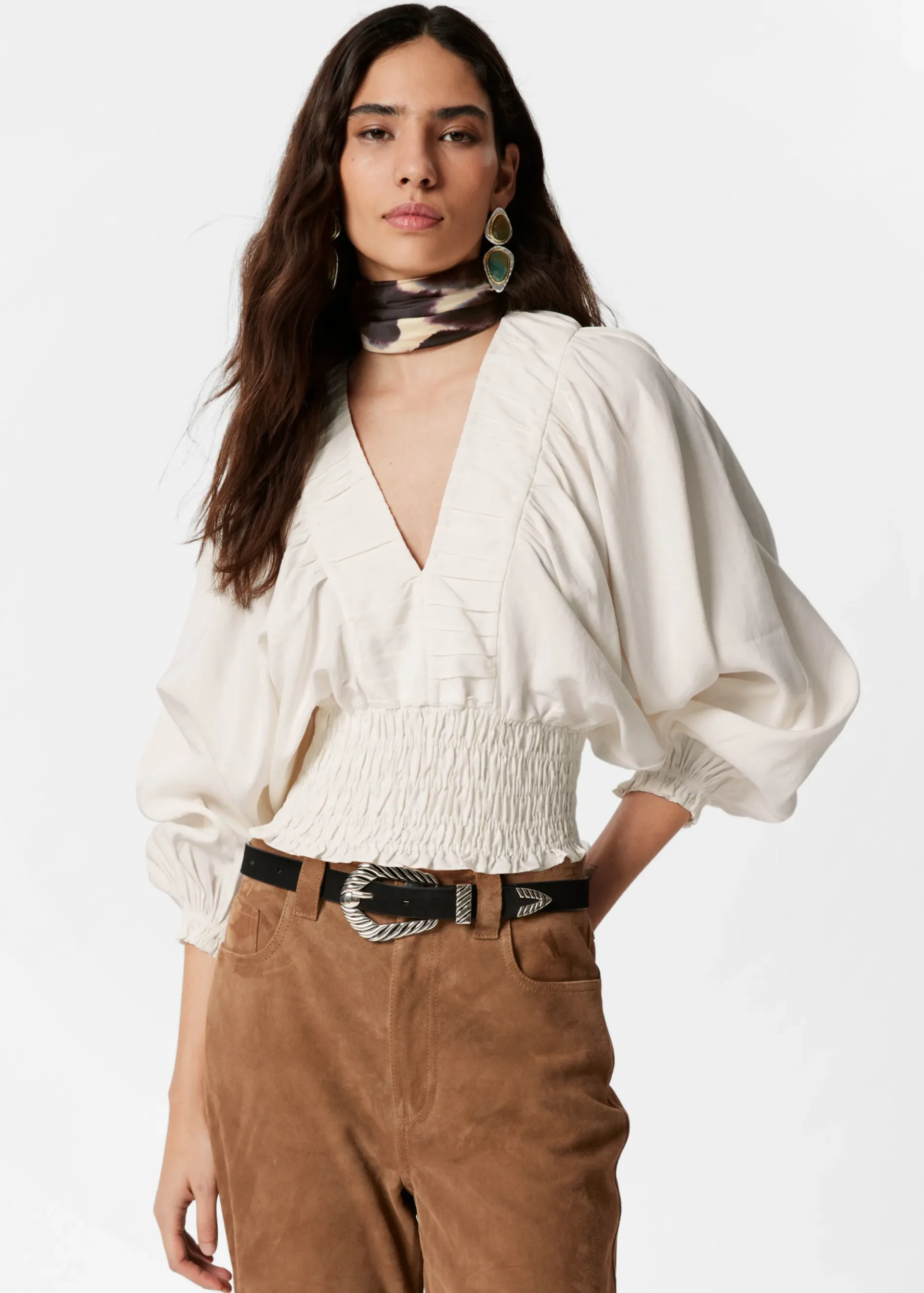 & Other Stories Gesmokte Bluse mit Puffärmeln