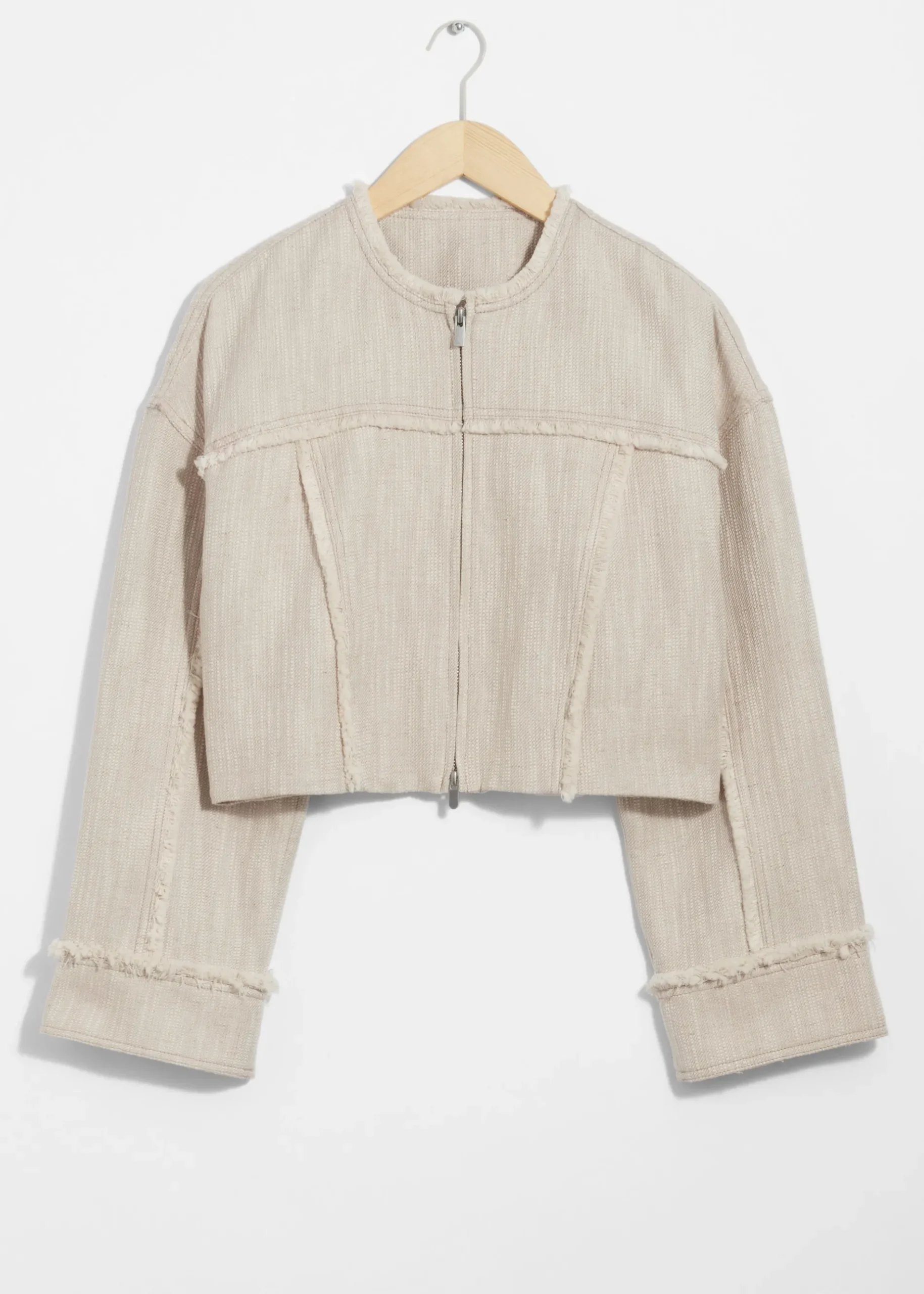 & Other Stories Jacke aus Leinen-Mix mit Fransen