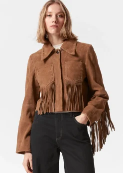 & Other Stories Jacke aus Veloursleder mit Fransen