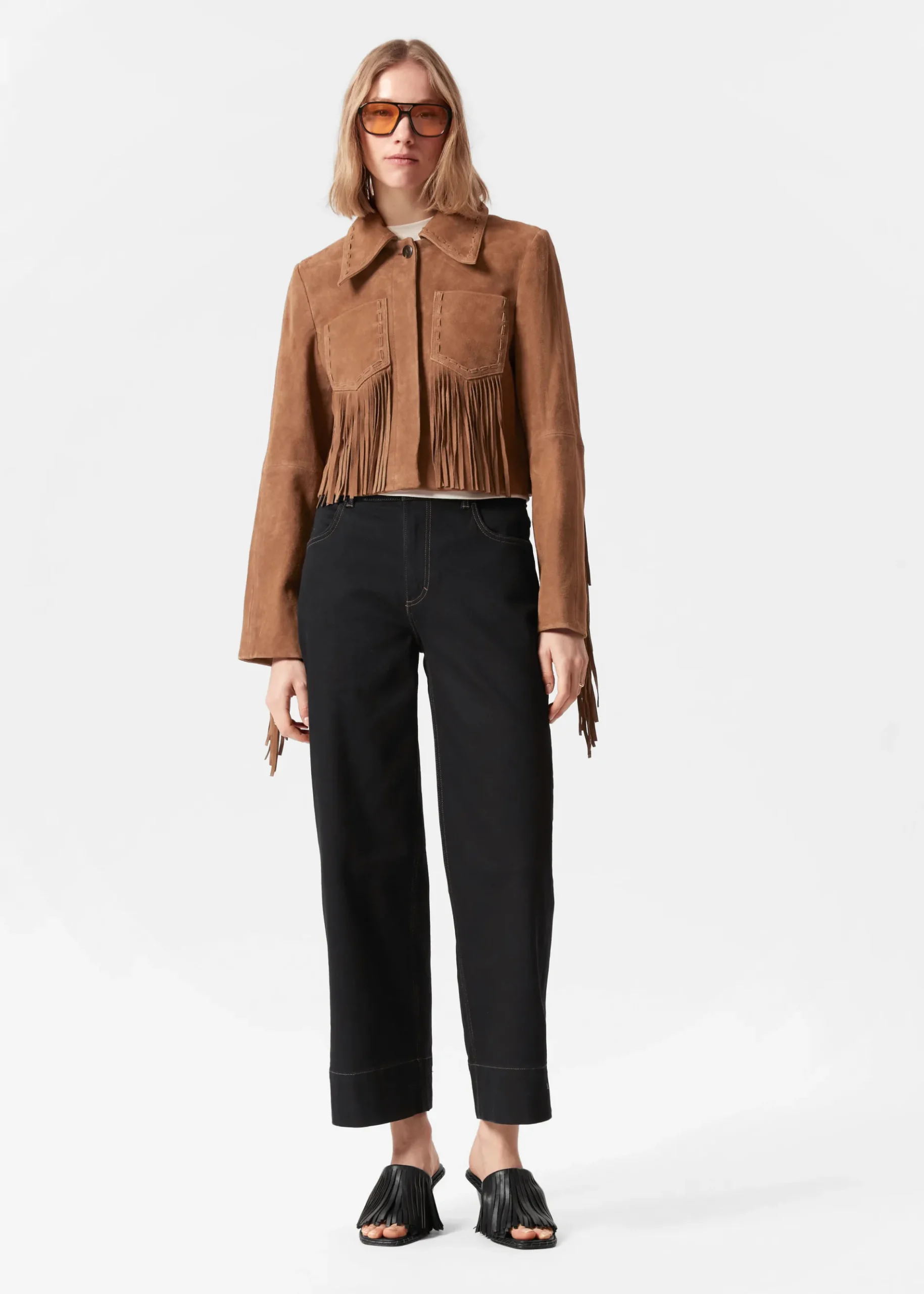 & Other Stories Jacke aus Veloursleder mit Fransen
