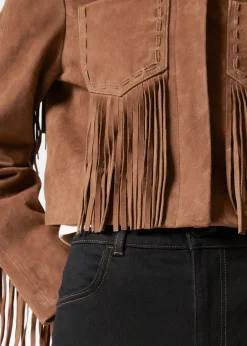 & Other Stories Jacke aus Veloursleder mit Fransen