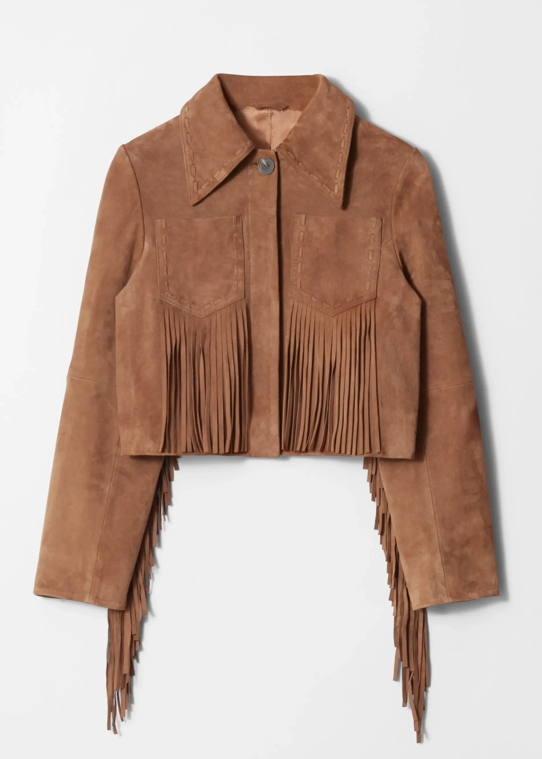 & Other Stories Jacke aus Veloursleder mit Fransen