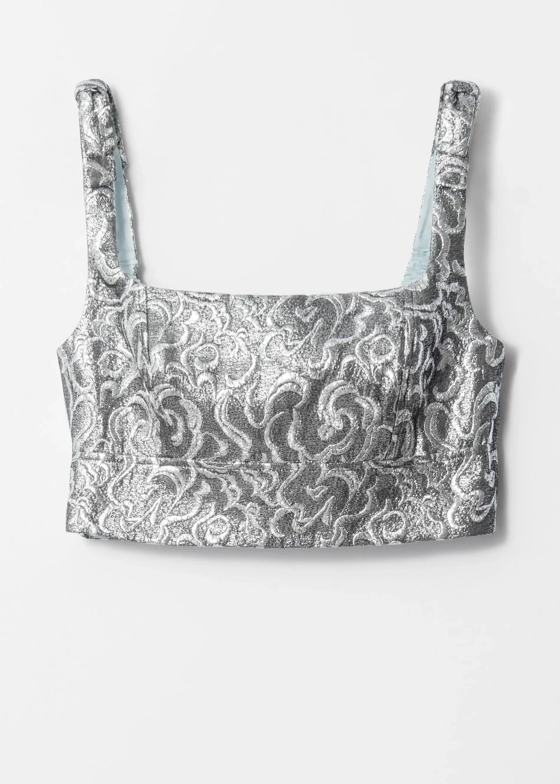& Other Stories Jacquard-Crop Top in Metallic-Optik