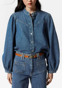 & Other Stories Jeansbluse mit Puffärmeln