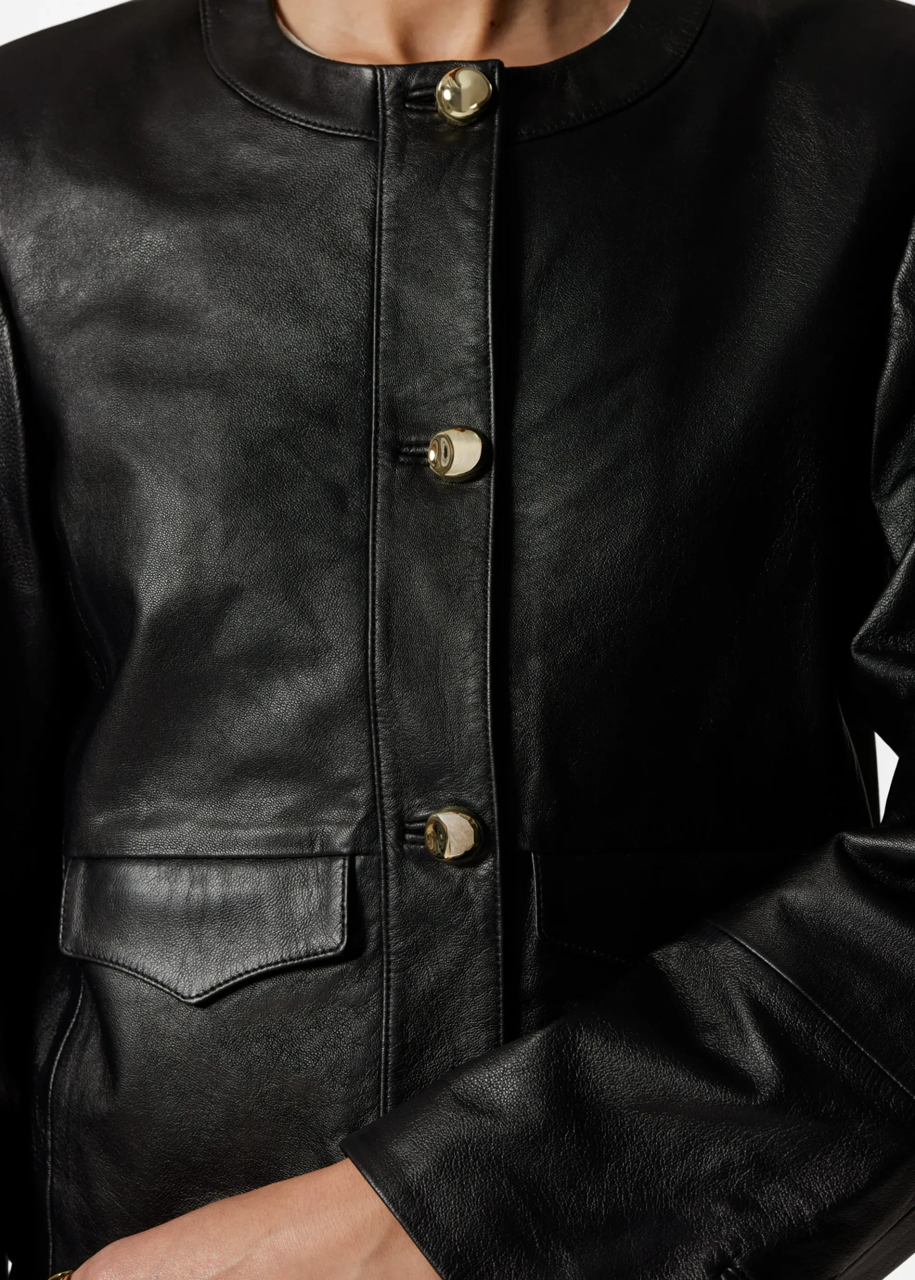 & Other Stories Kragenlose Lederjacke