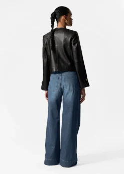 & Other Stories Kragenlose Lederjacke