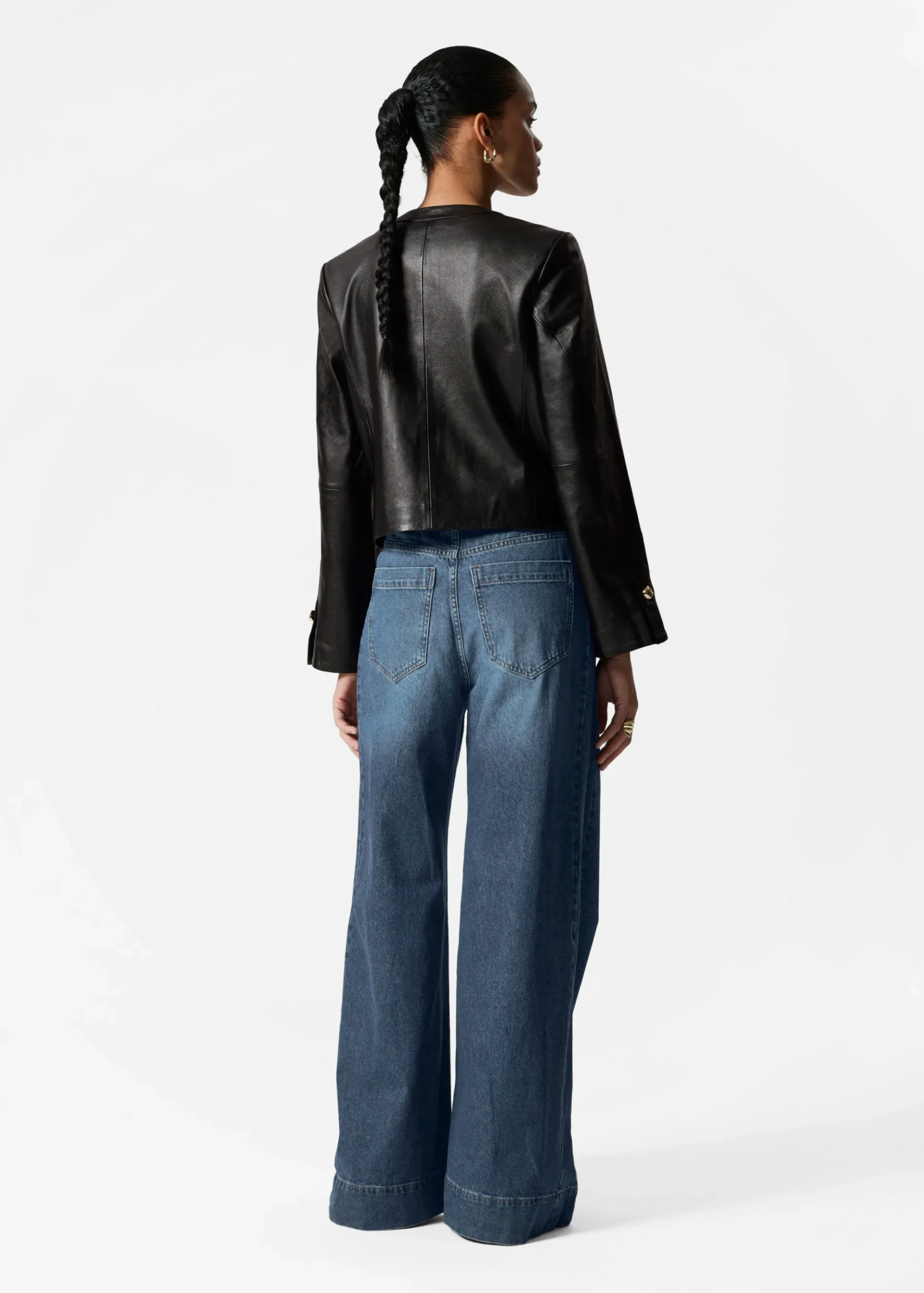 & Other Stories Kragenlose Lederjacke