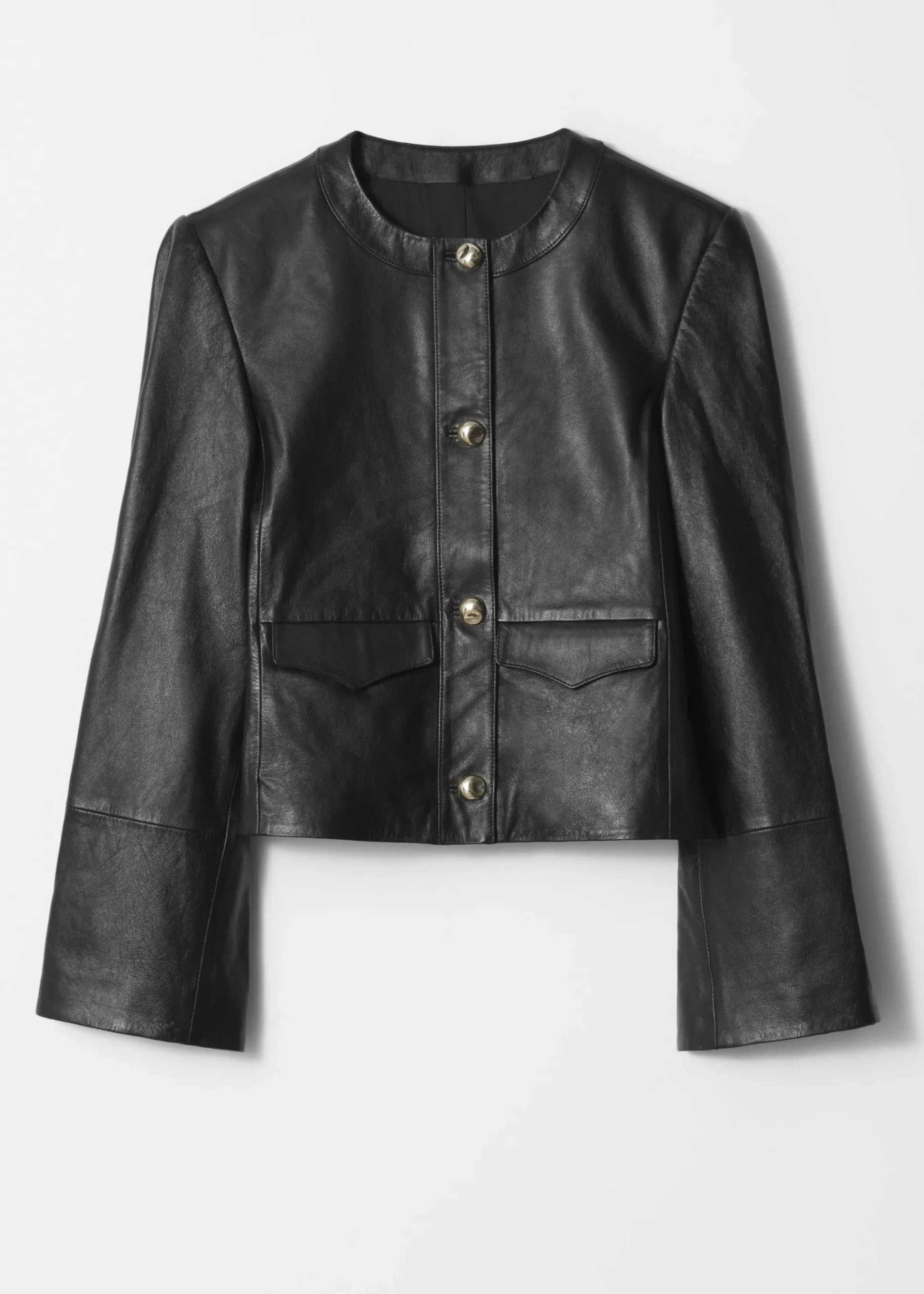 & Other Stories Kragenlose Lederjacke