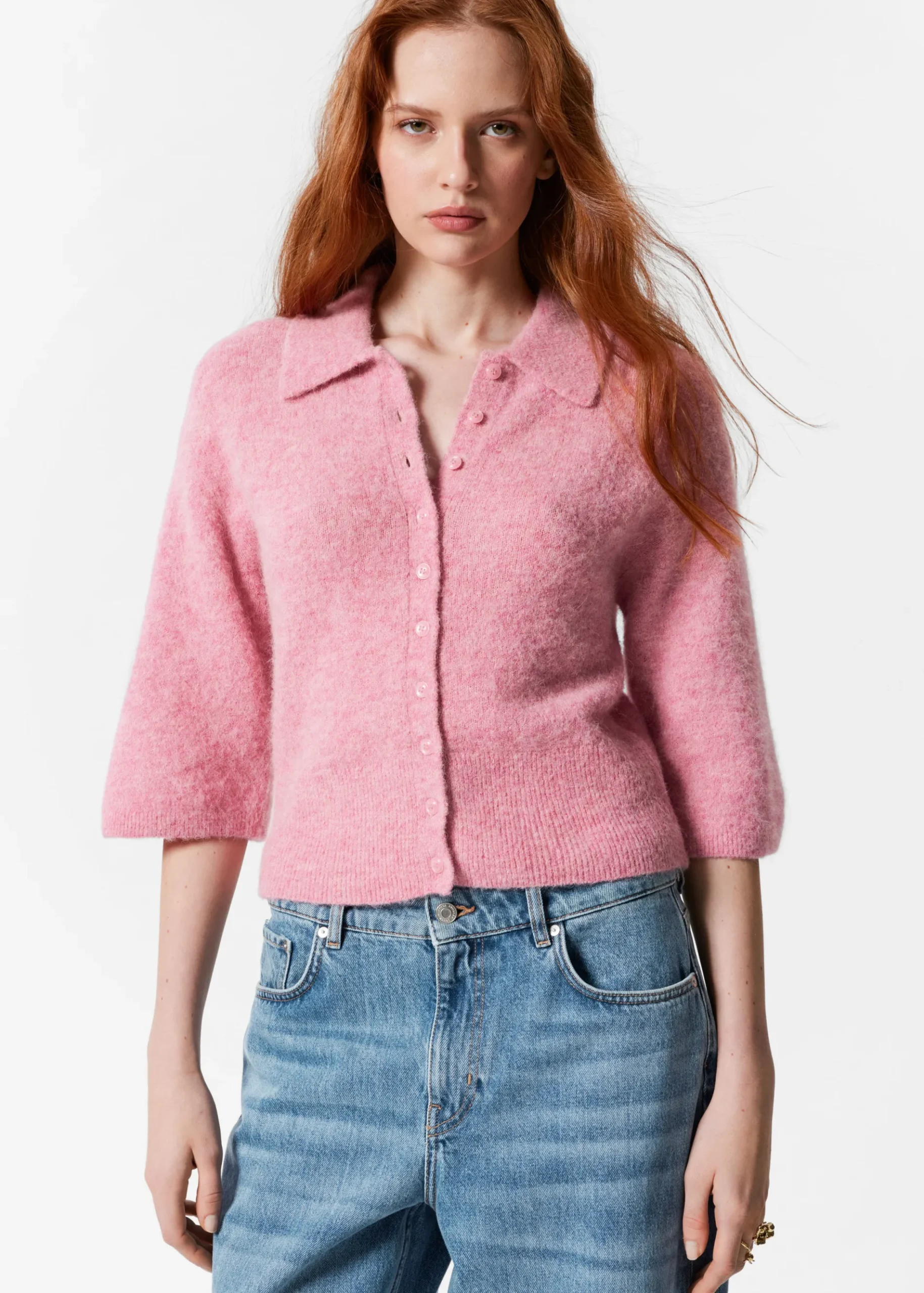 & Other Stories Kurzärmlige Strickjacke aus Alpaka-Mix