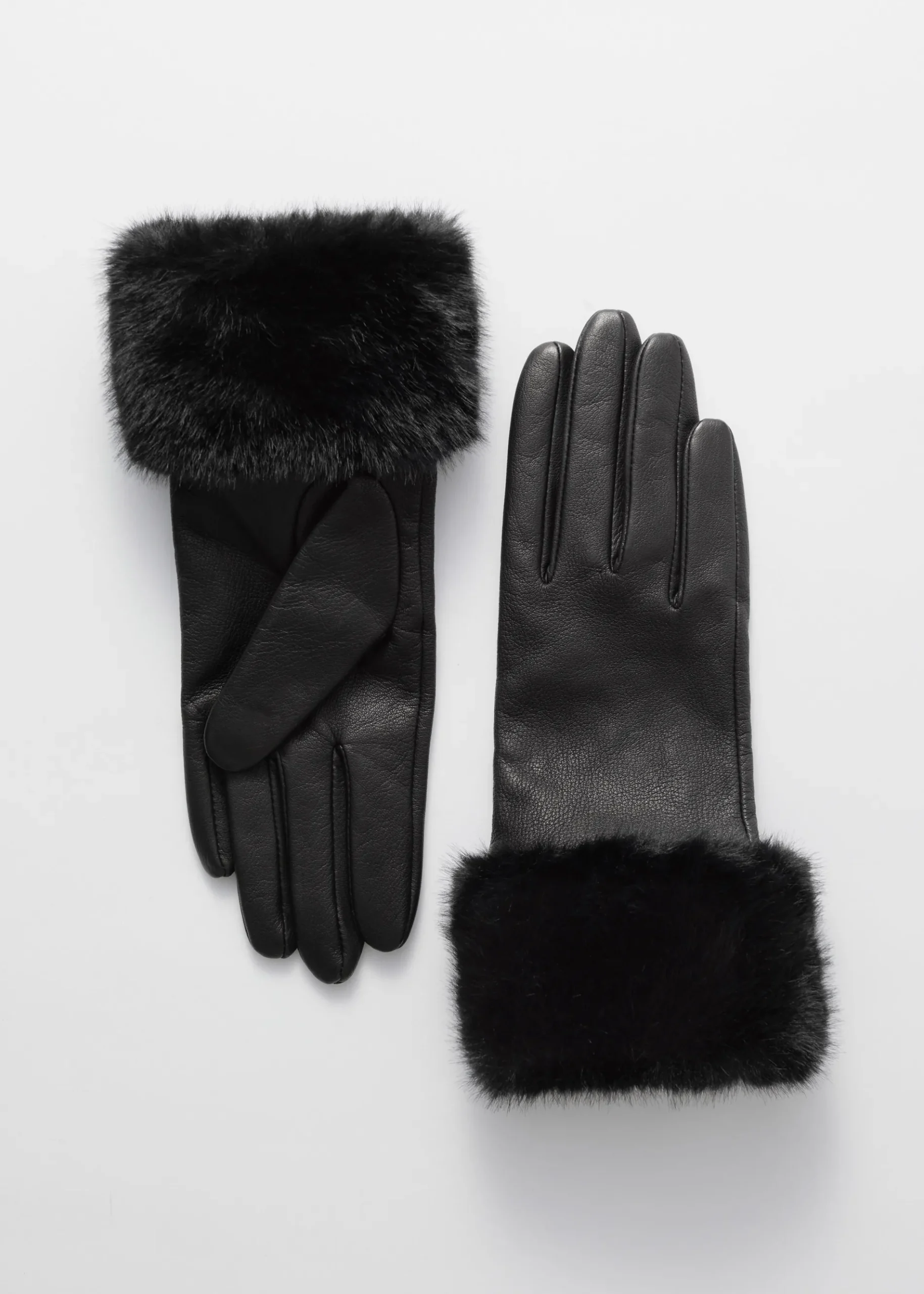 & Other Stories Lederhandschuhe mit Kunstpelzbesatz