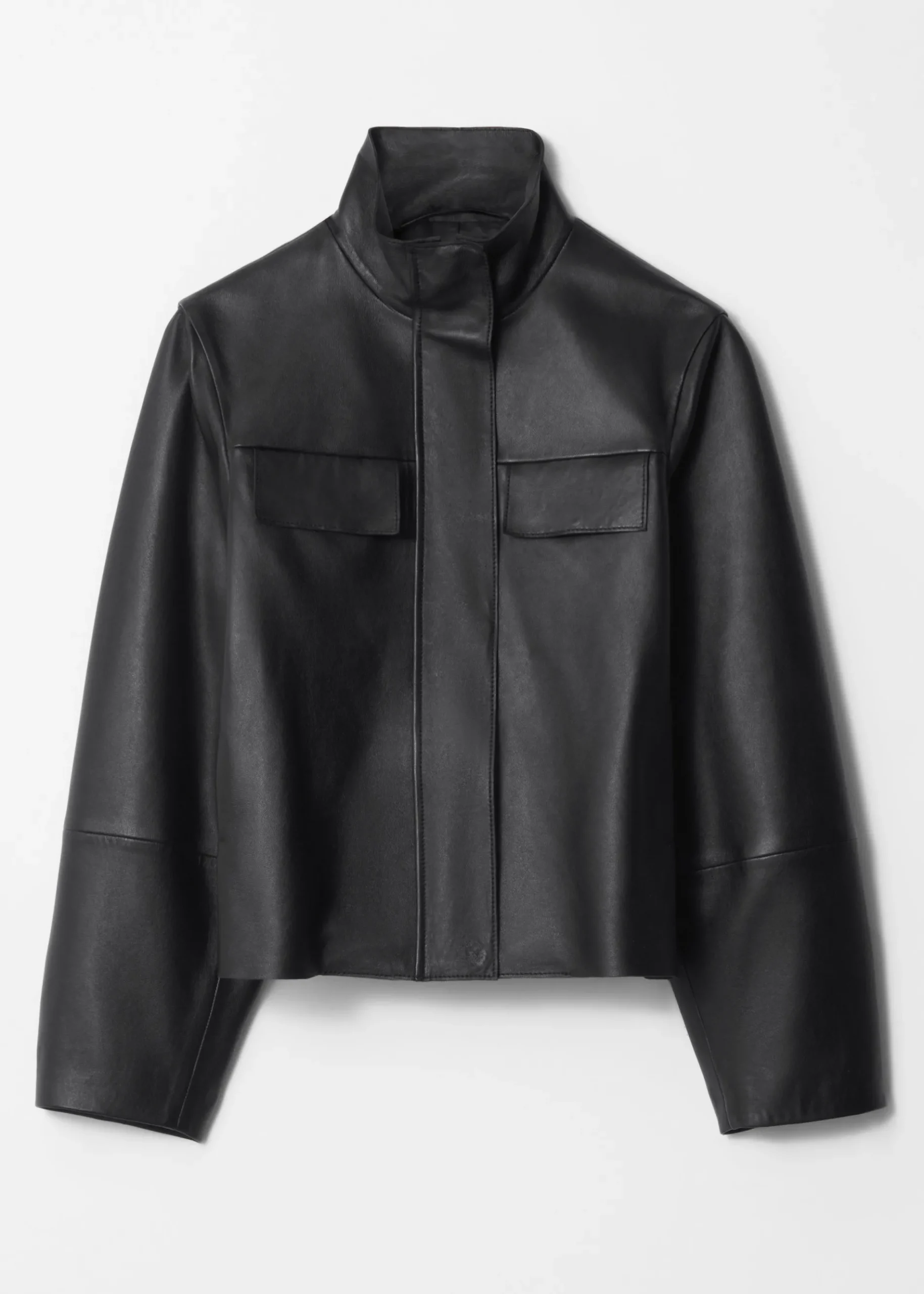 & Other Stories Lederjacke mit Pattentaschen