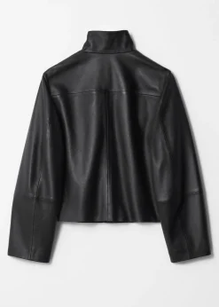 & Other Stories Lederjacke mit Pattentaschen