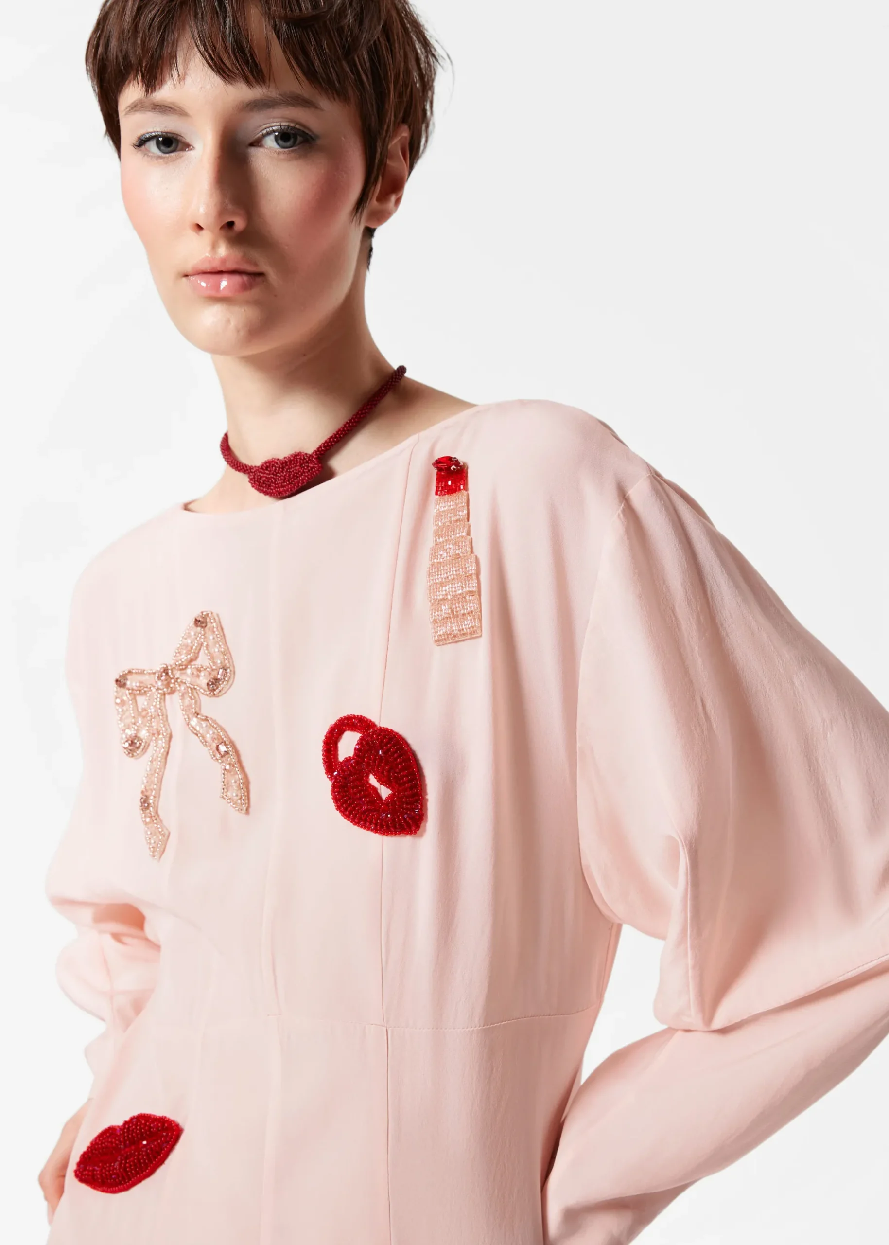 & Other Stories Maxikleid mit Perlenstickerei