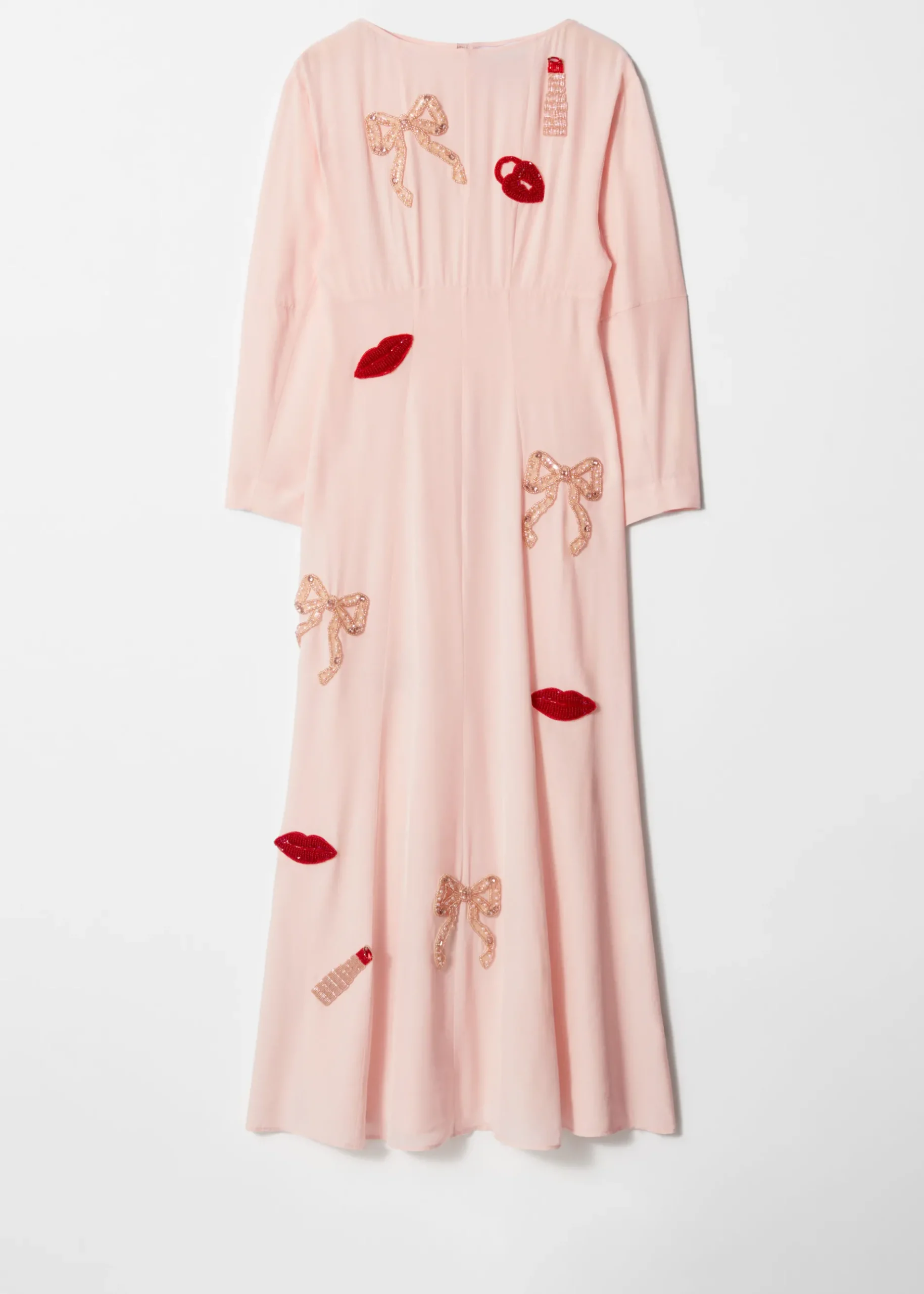 & Other Stories Maxikleid mit Perlenstickerei