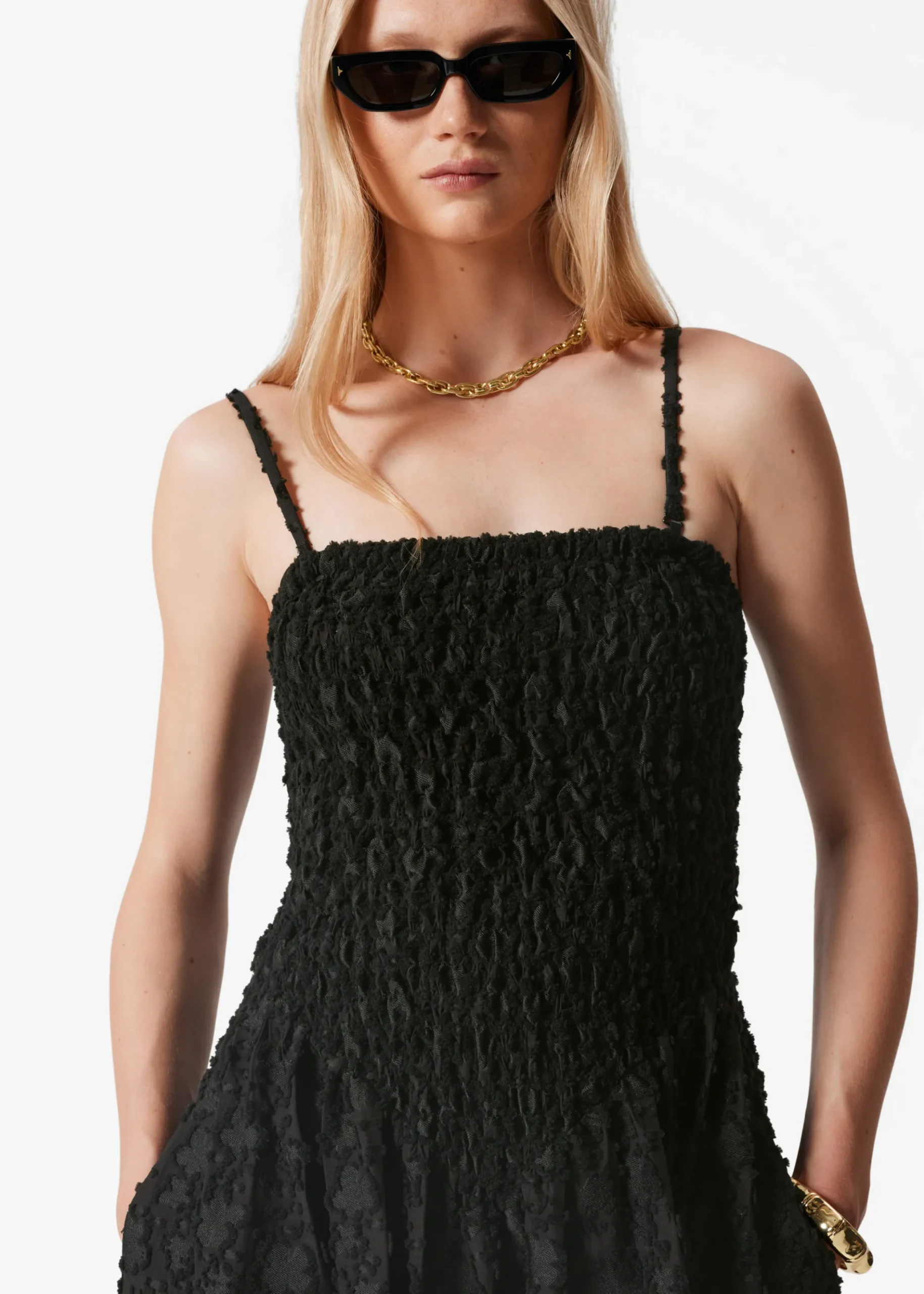 & Other Stories Maxikleid mit Smok-Details