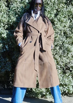 & Other Stories Maxi-Trenchcoat aus Veloursleder