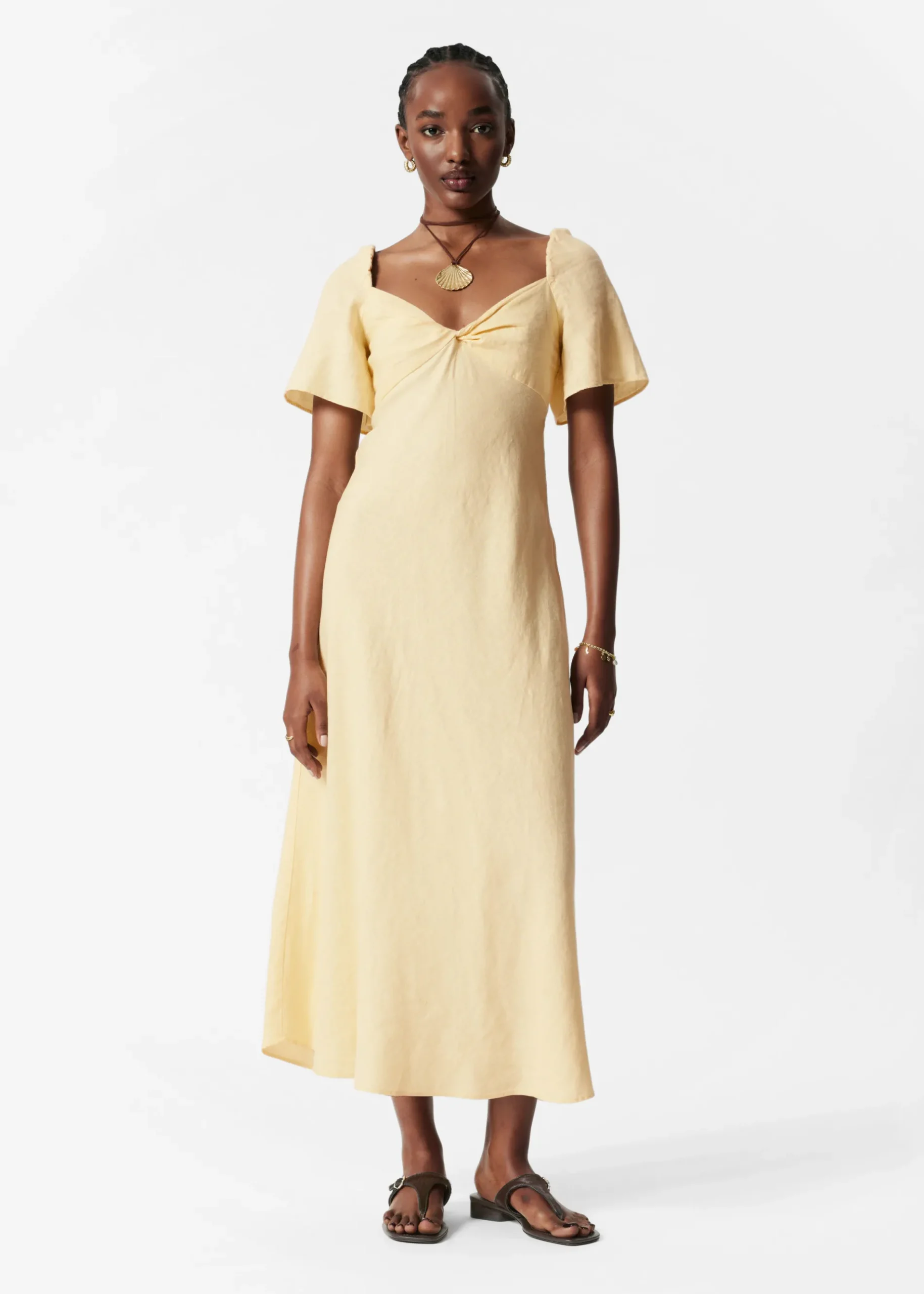 & Other Stories Midikleid aus Leinen