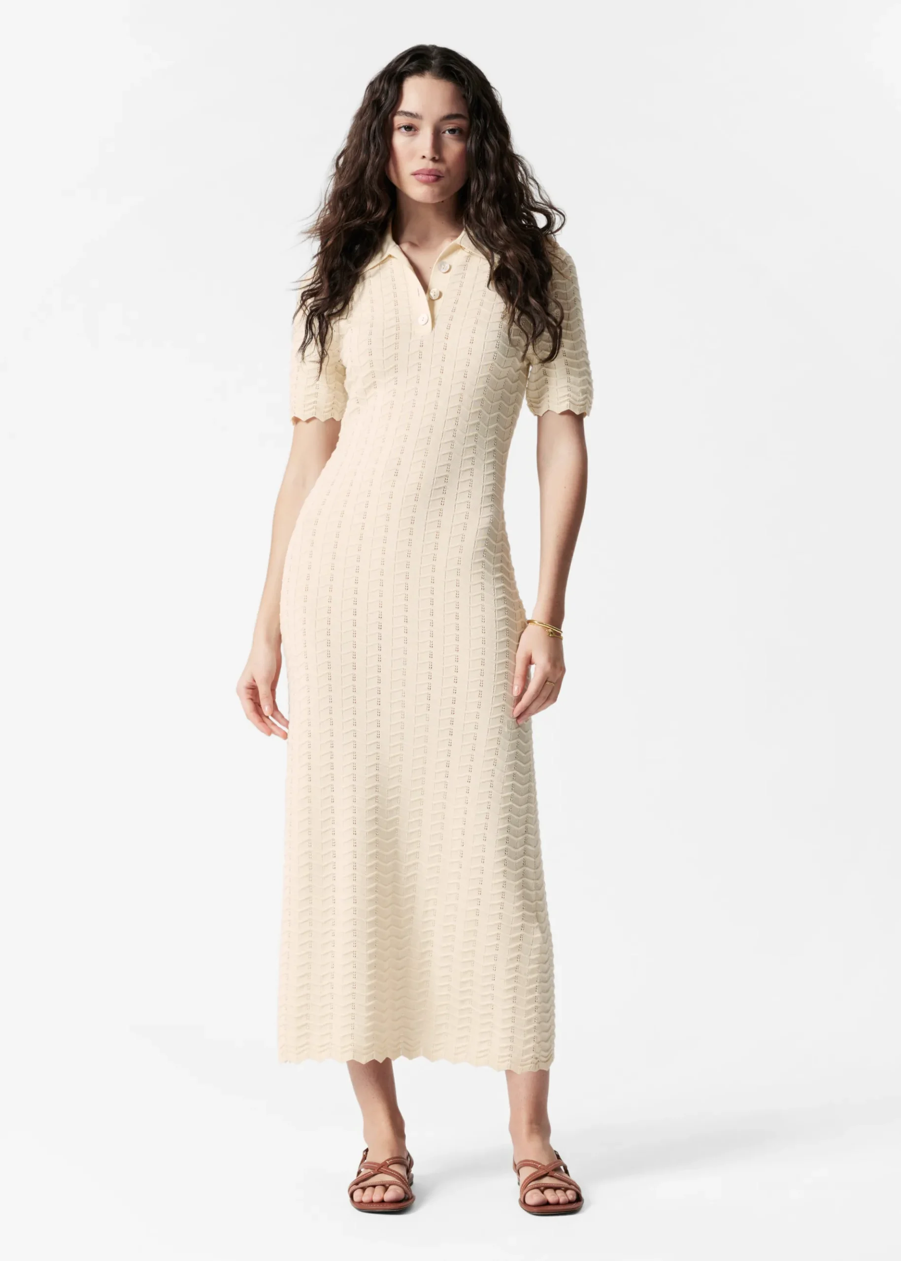 & Other Stories Midikleid aus Pointelle-Strick