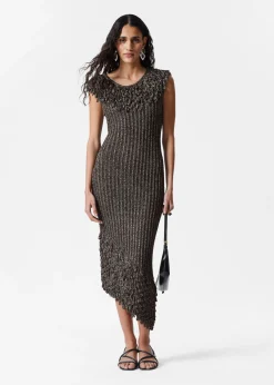 & Other Stories Midikleid aus Rippstrick mit Fransen