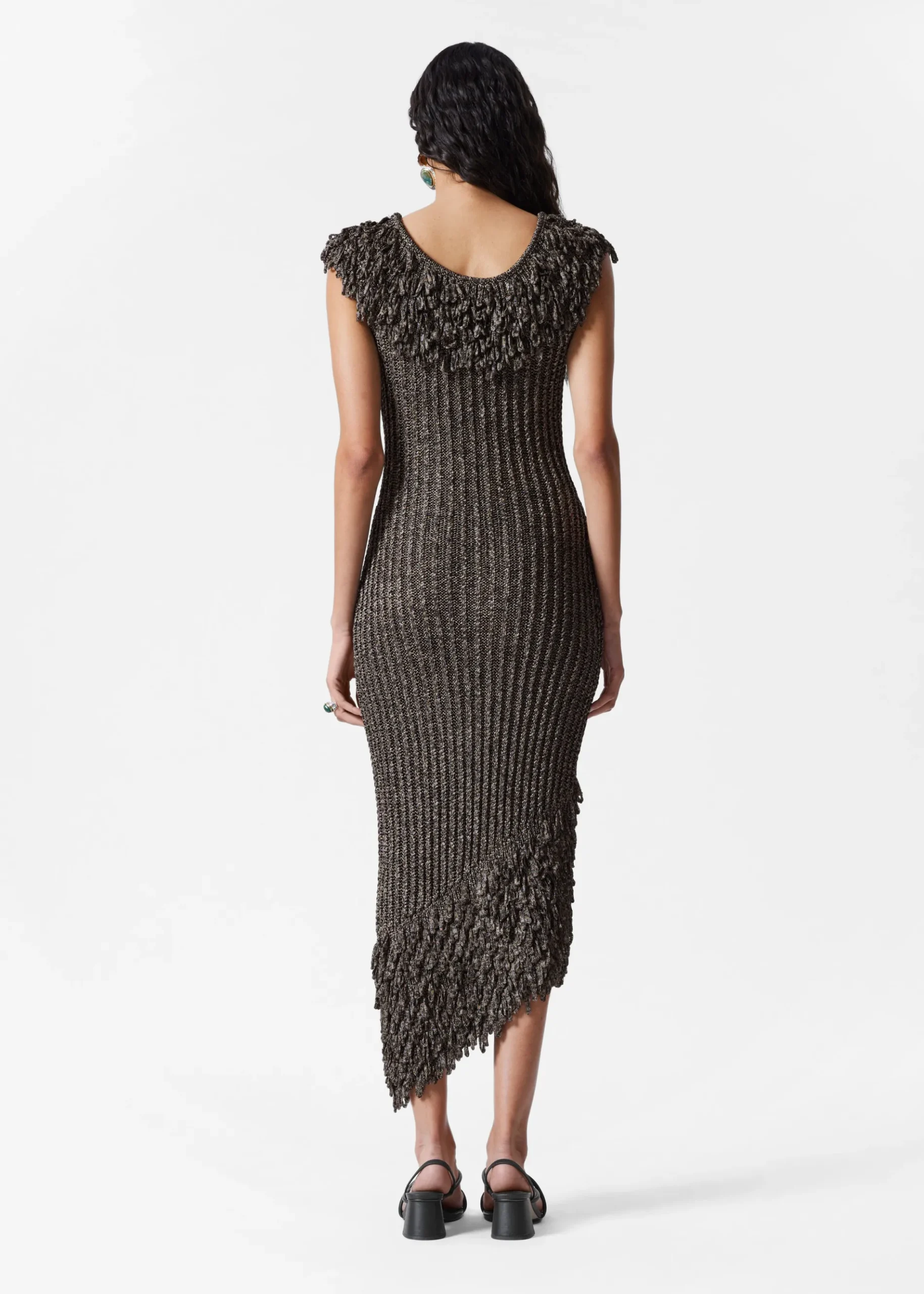 & Other Stories Midikleid aus Rippstrick mit Fransen