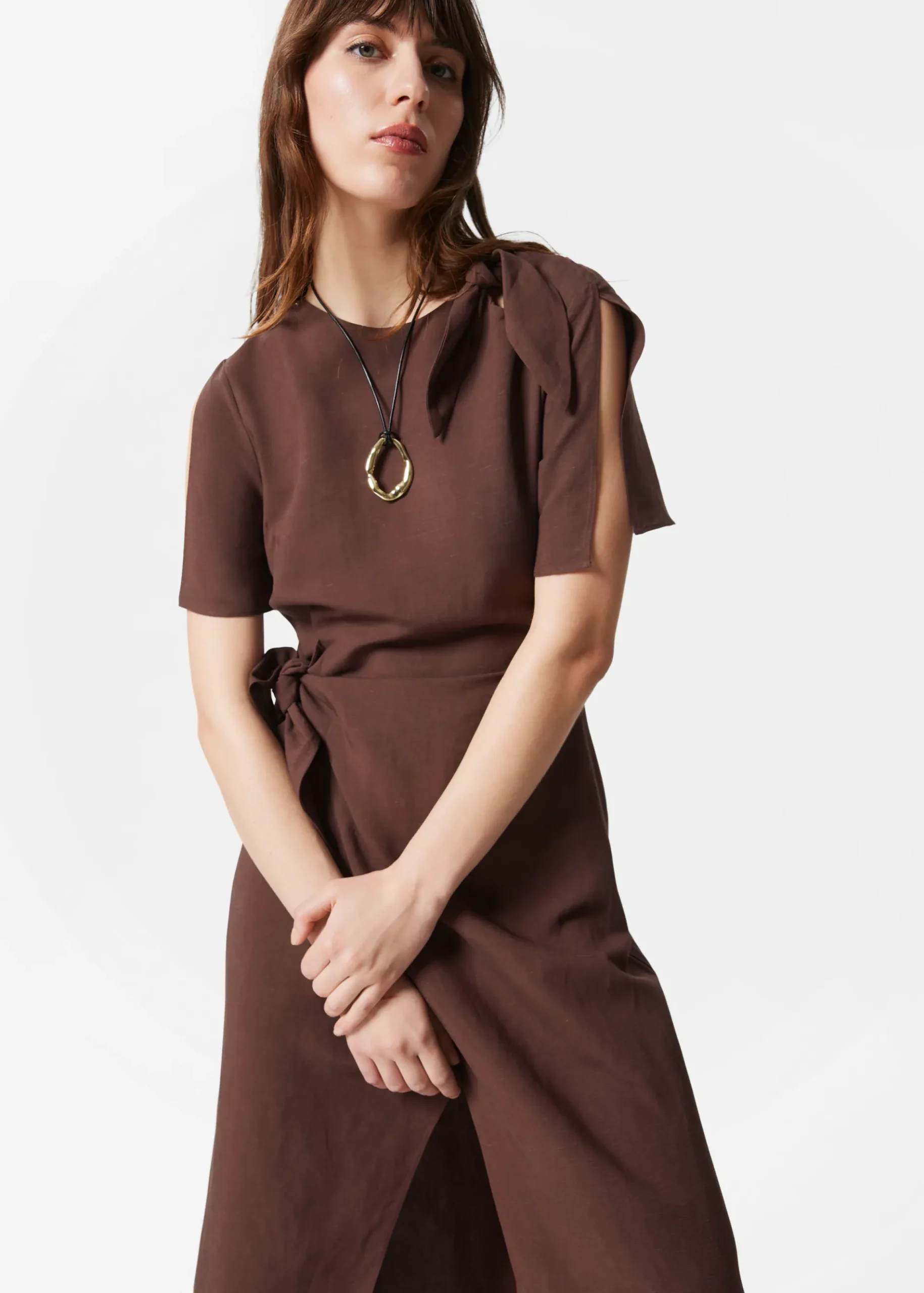 & Other Stories Midikleid mit Knotendetail