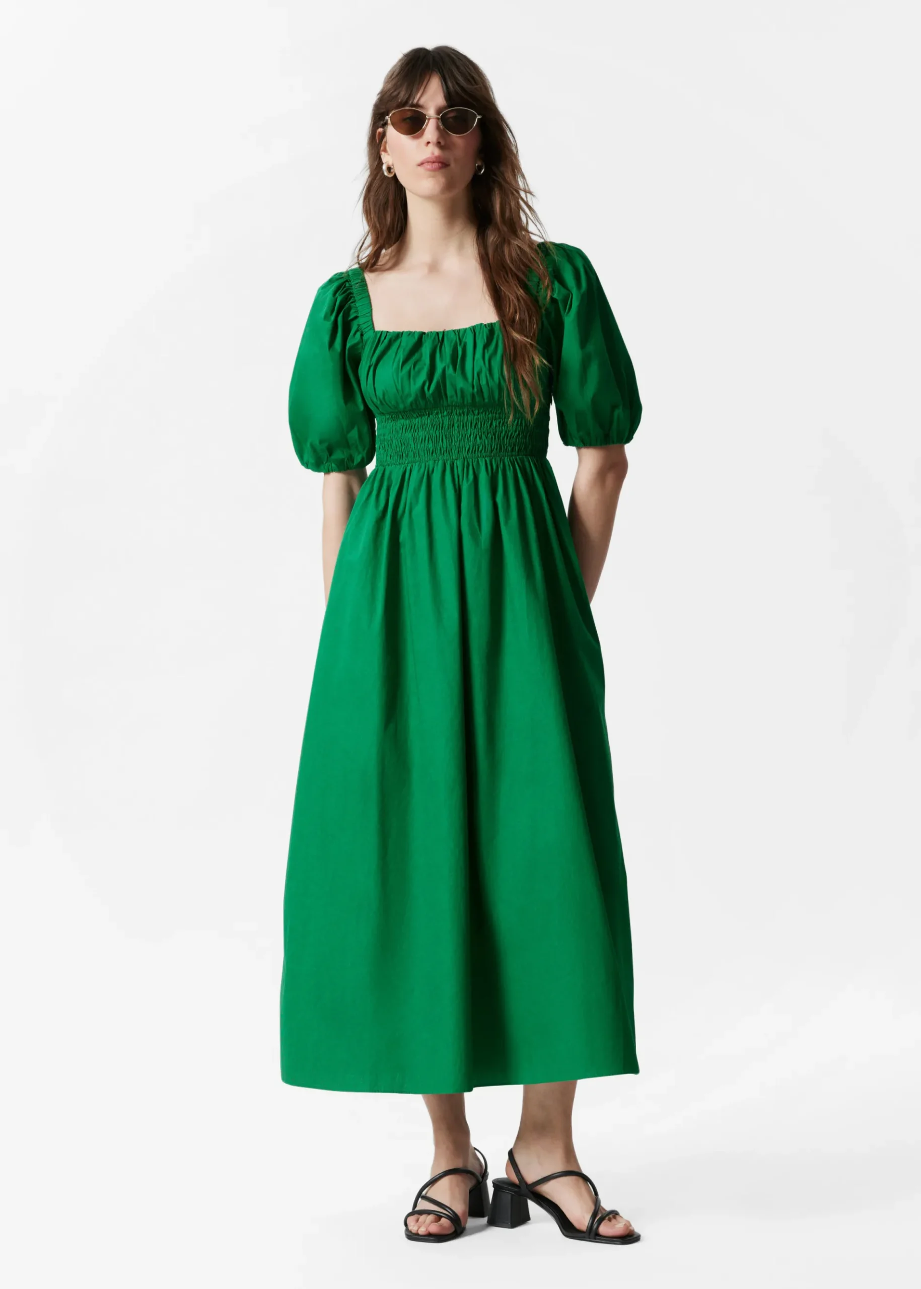& Other Stories Midikleid mit Puffärmeln