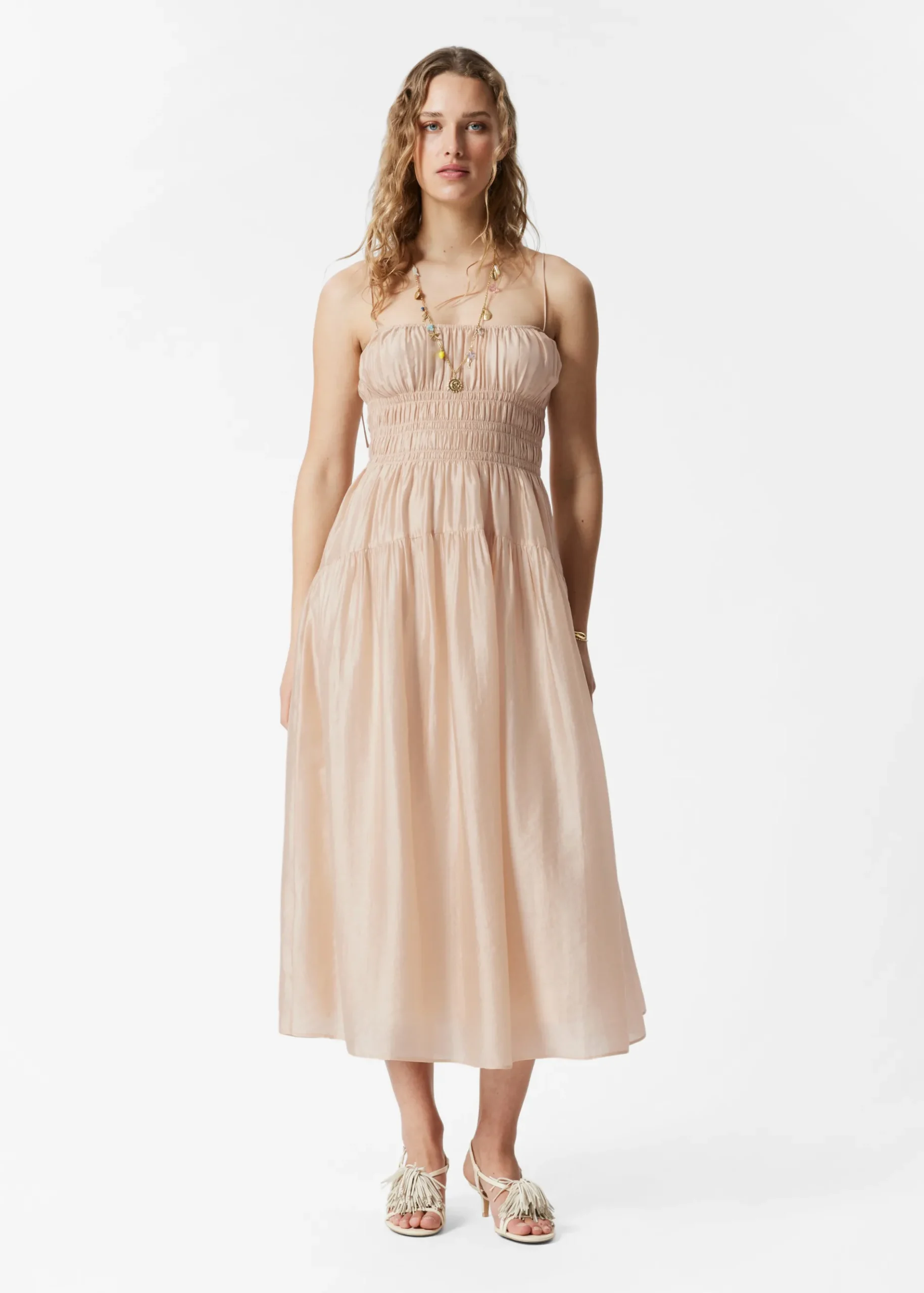 & Other Stories Midikleid mit Raffungen