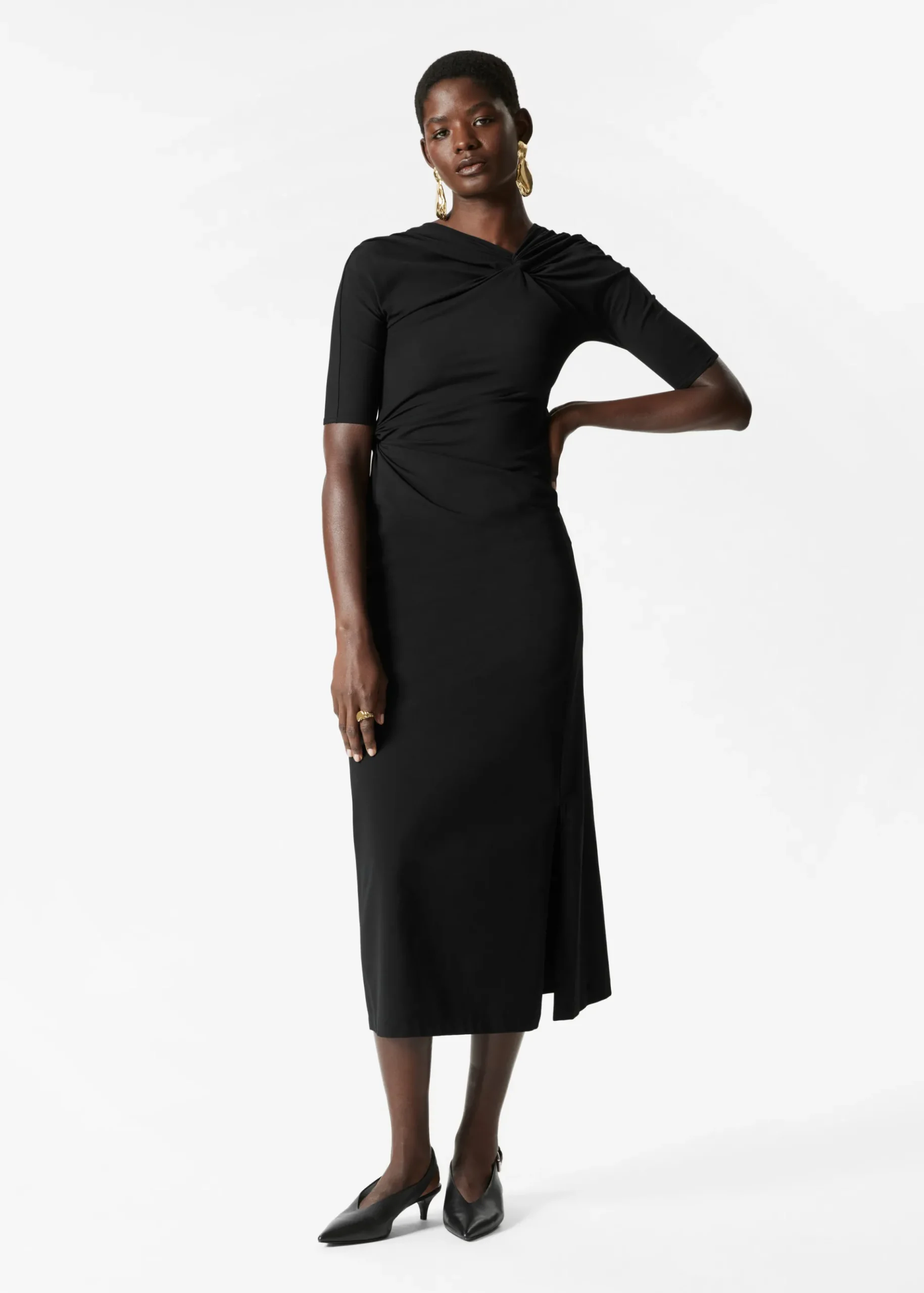 & Other Stories Midikleid mit Raffungen